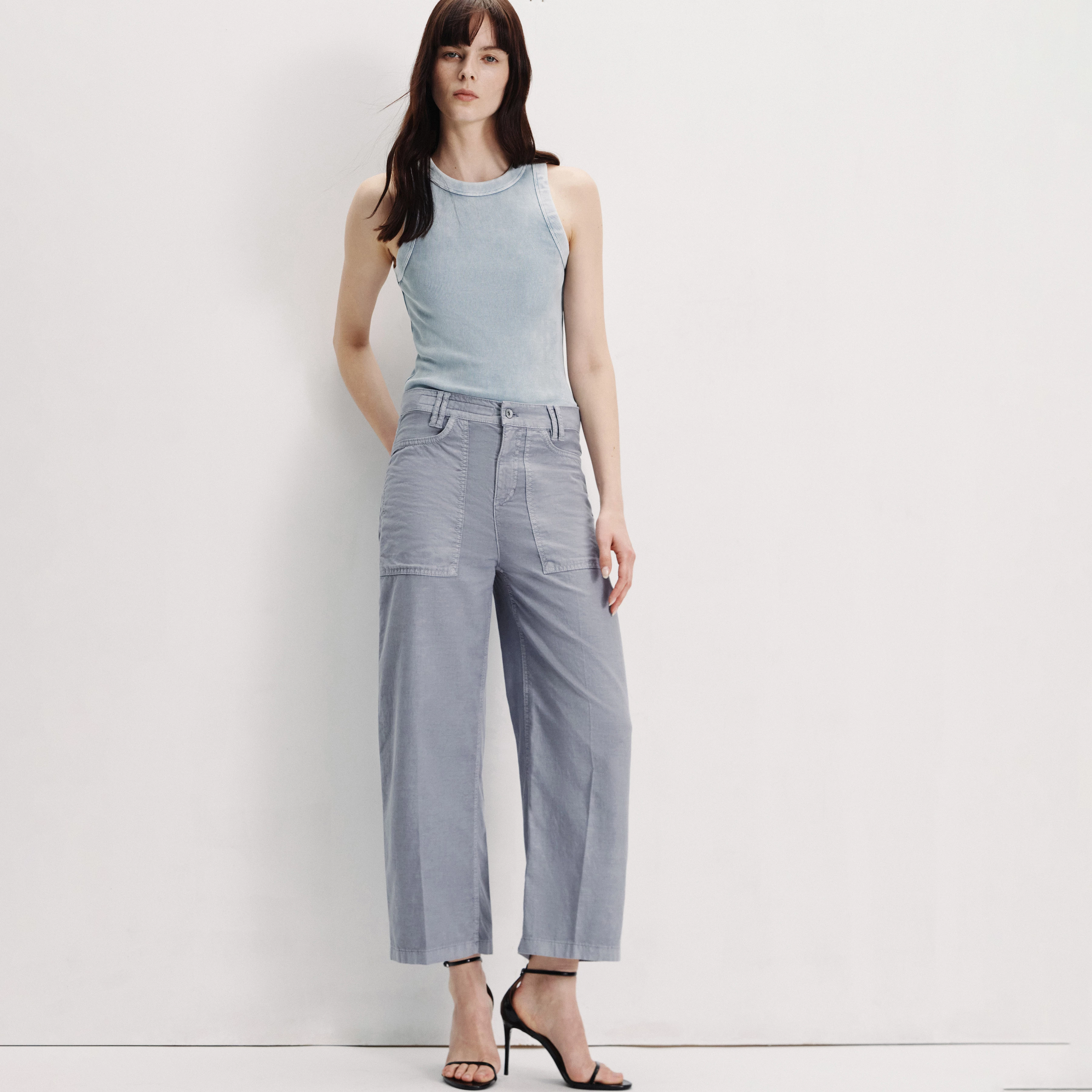 DERIVE - Mid-waist jeans in cotton-linen blend - women - blue