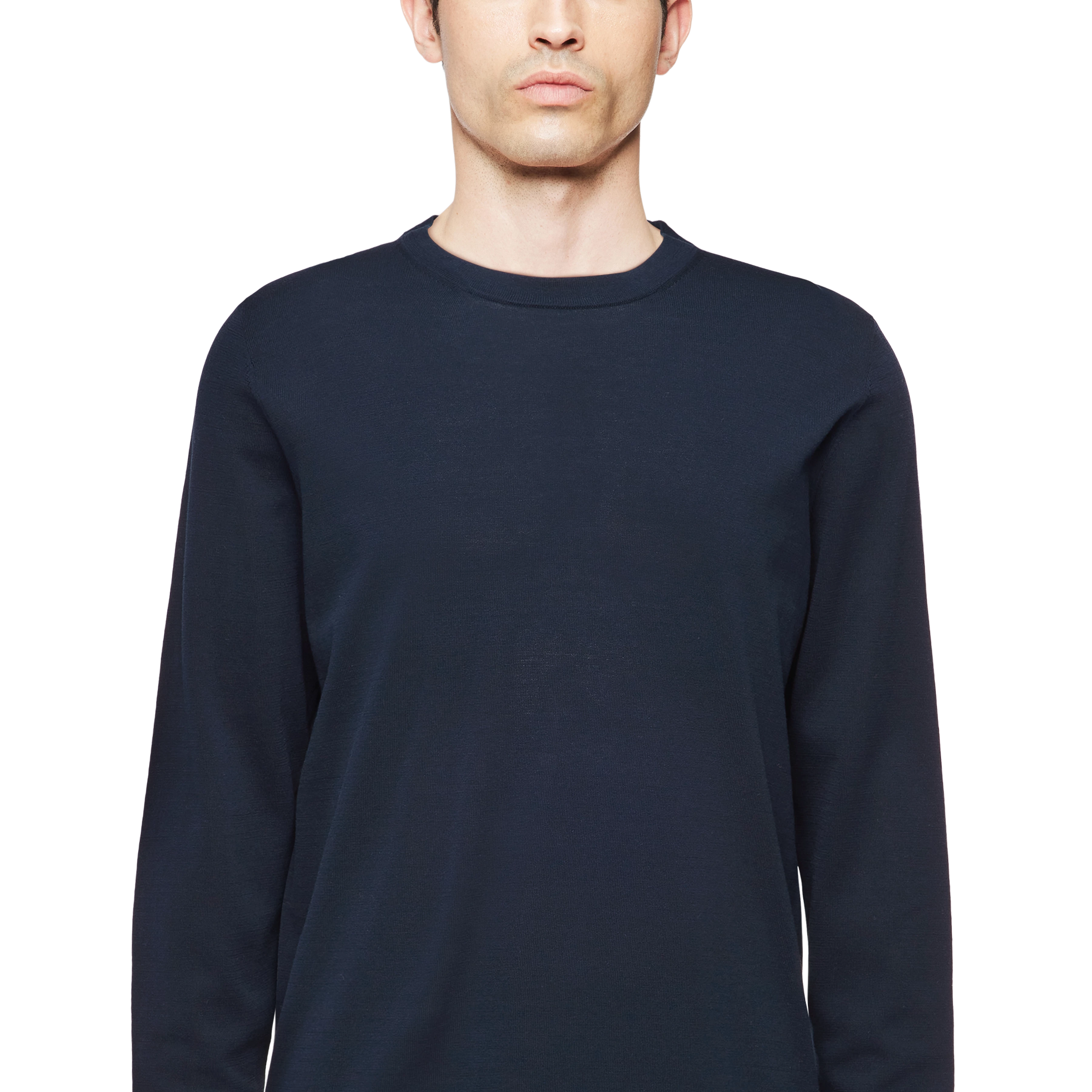 IRMINO - Long-sleeved shirt in mercerised cotton - men - blue - Detailansicht am Model