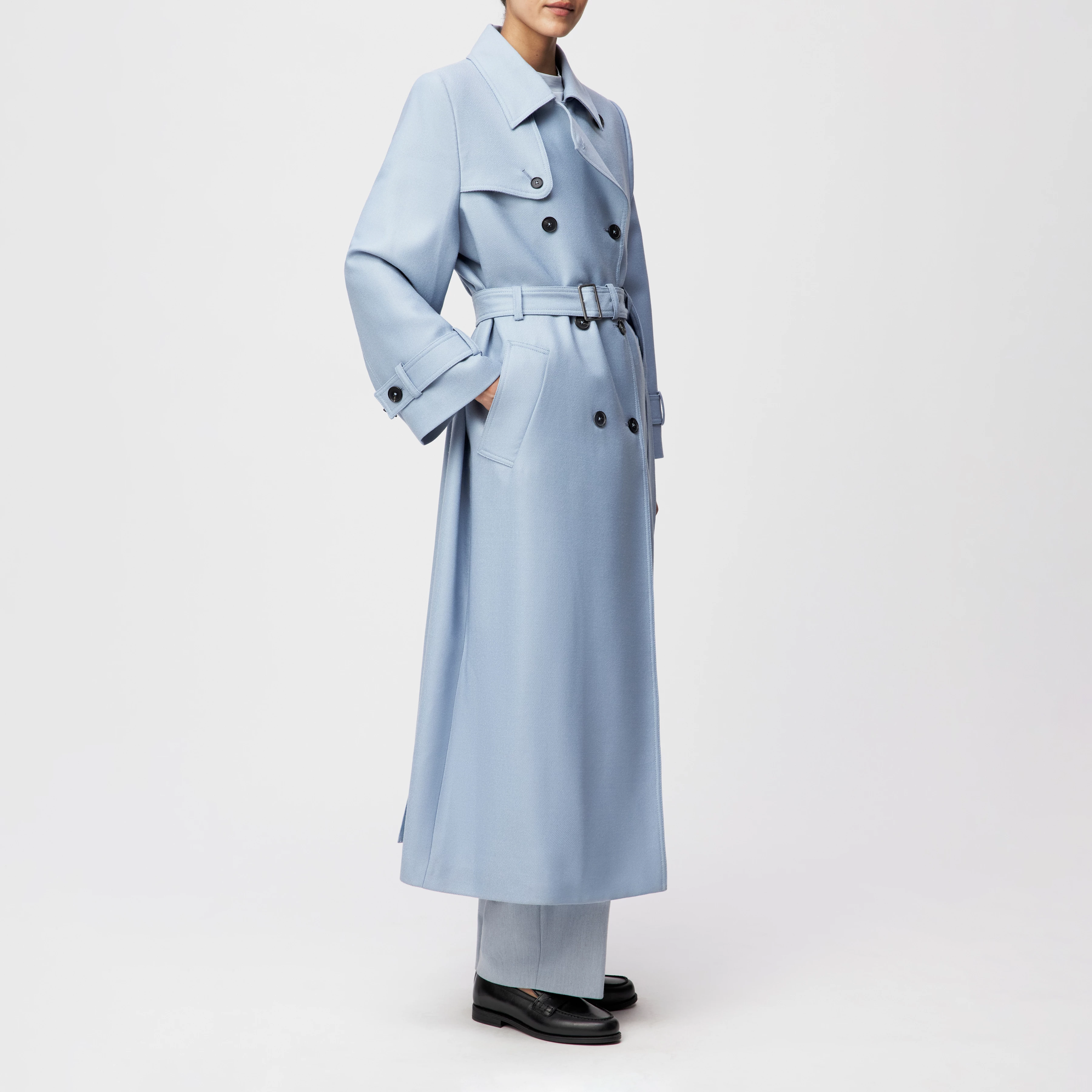 ALVINGTON - Trenchcoat in Schurwolle - Damen - blau - Seitenansicht