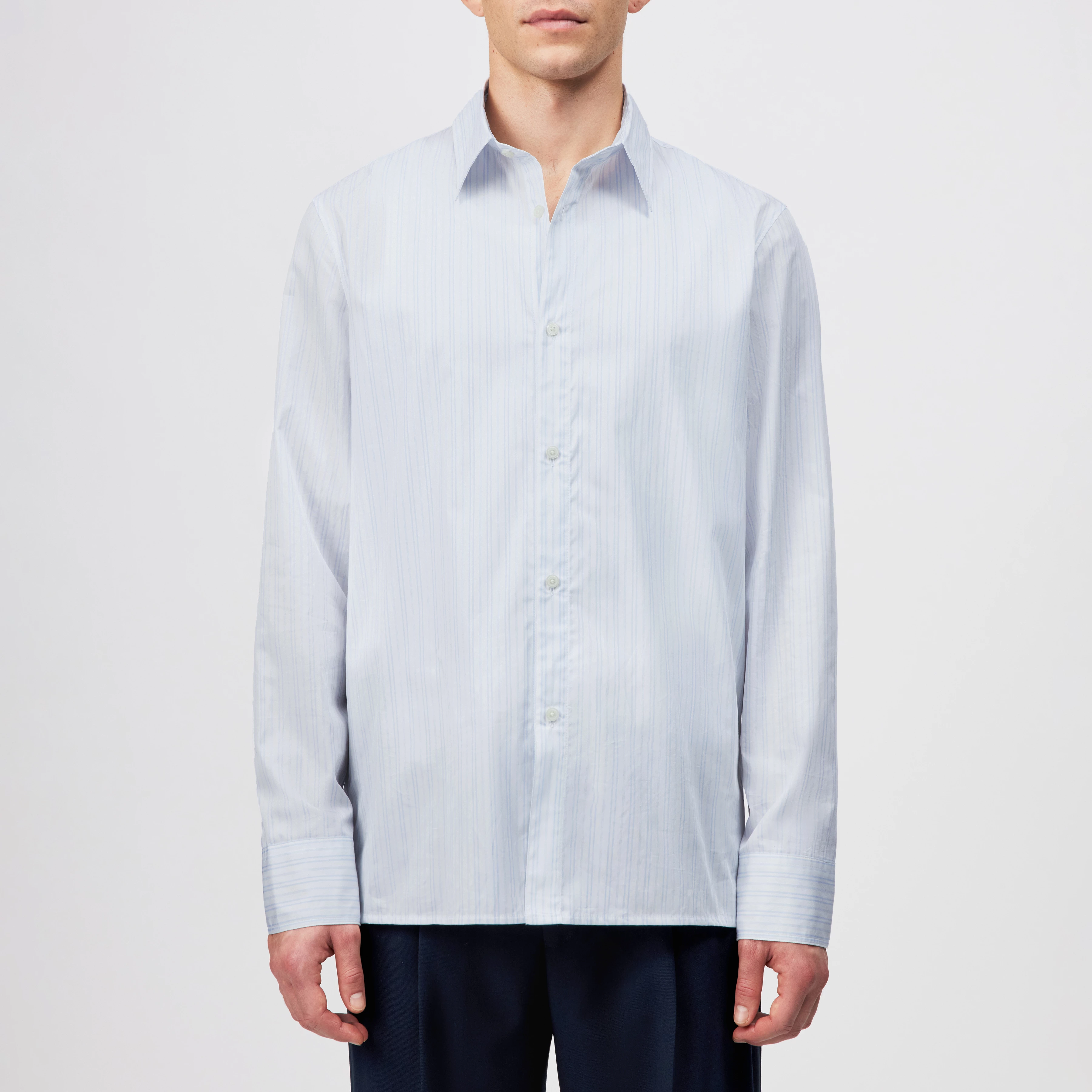 GAUNT - Classic long-sleeve shirt in pure cotton - men - white - Frontansicht