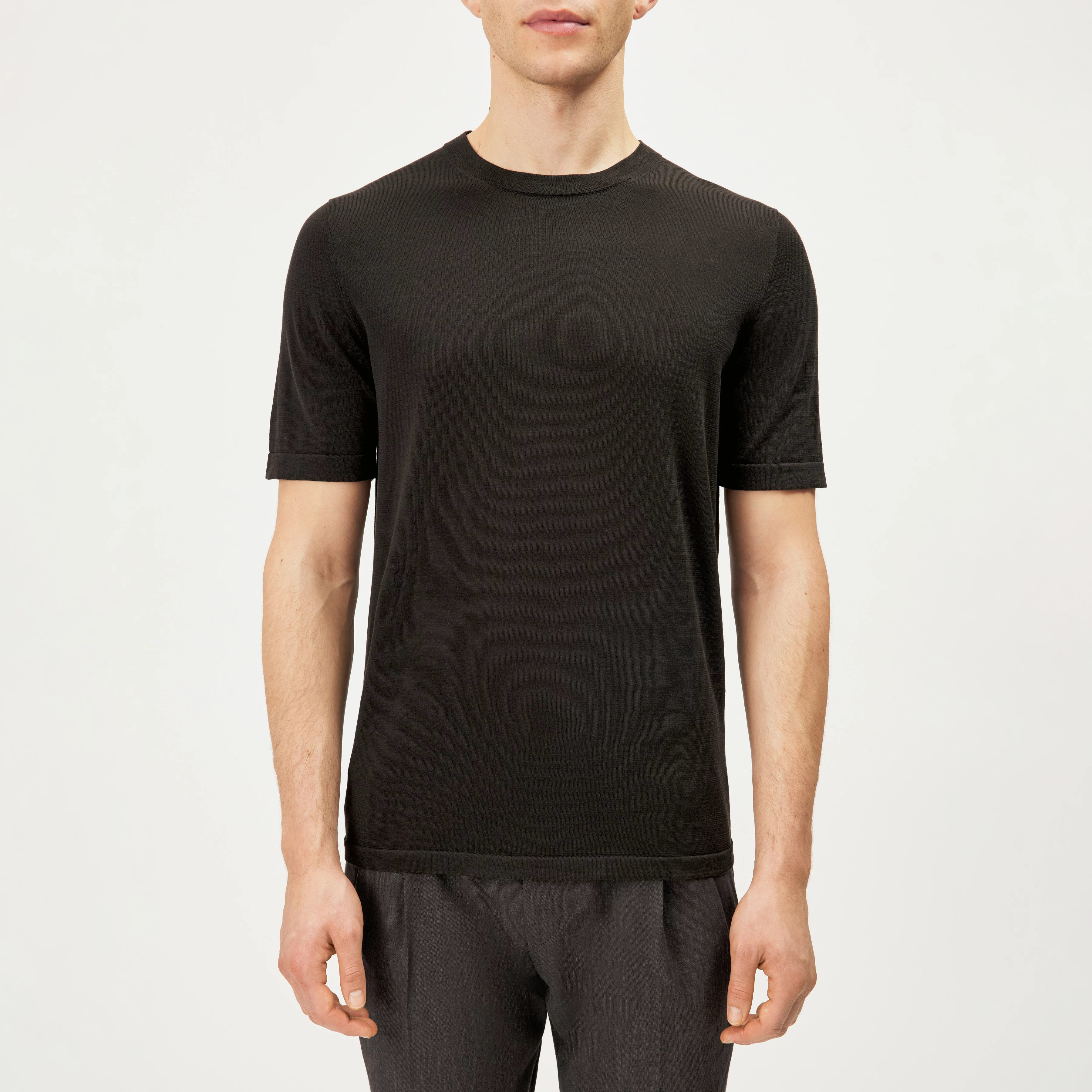 VALENTIN - T-shirt in mercerised cotton - men - brown - Frontansicht