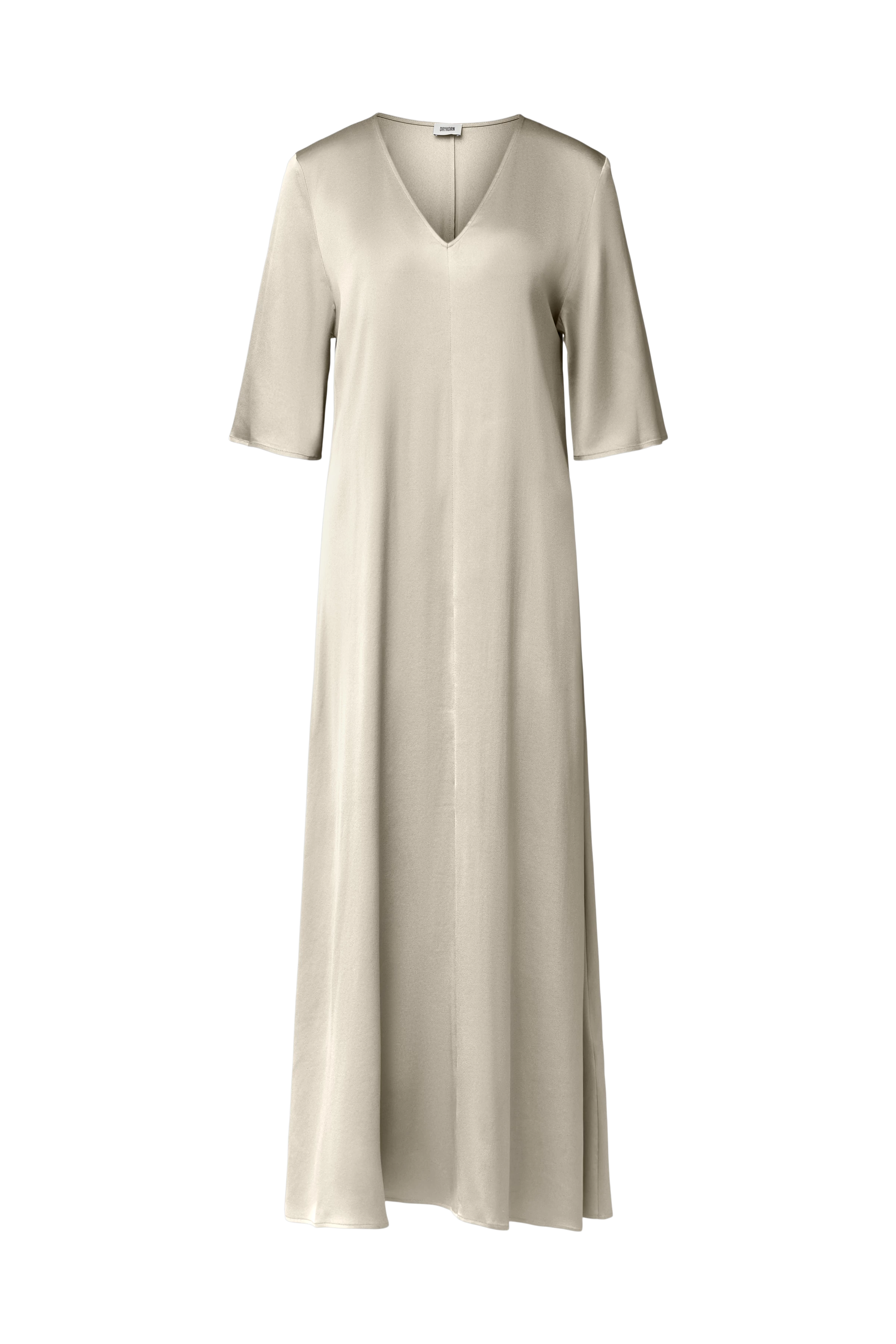 TIVONA - Satin maxi dress with short sleeves - women - beige - Freisteller Frontansicht