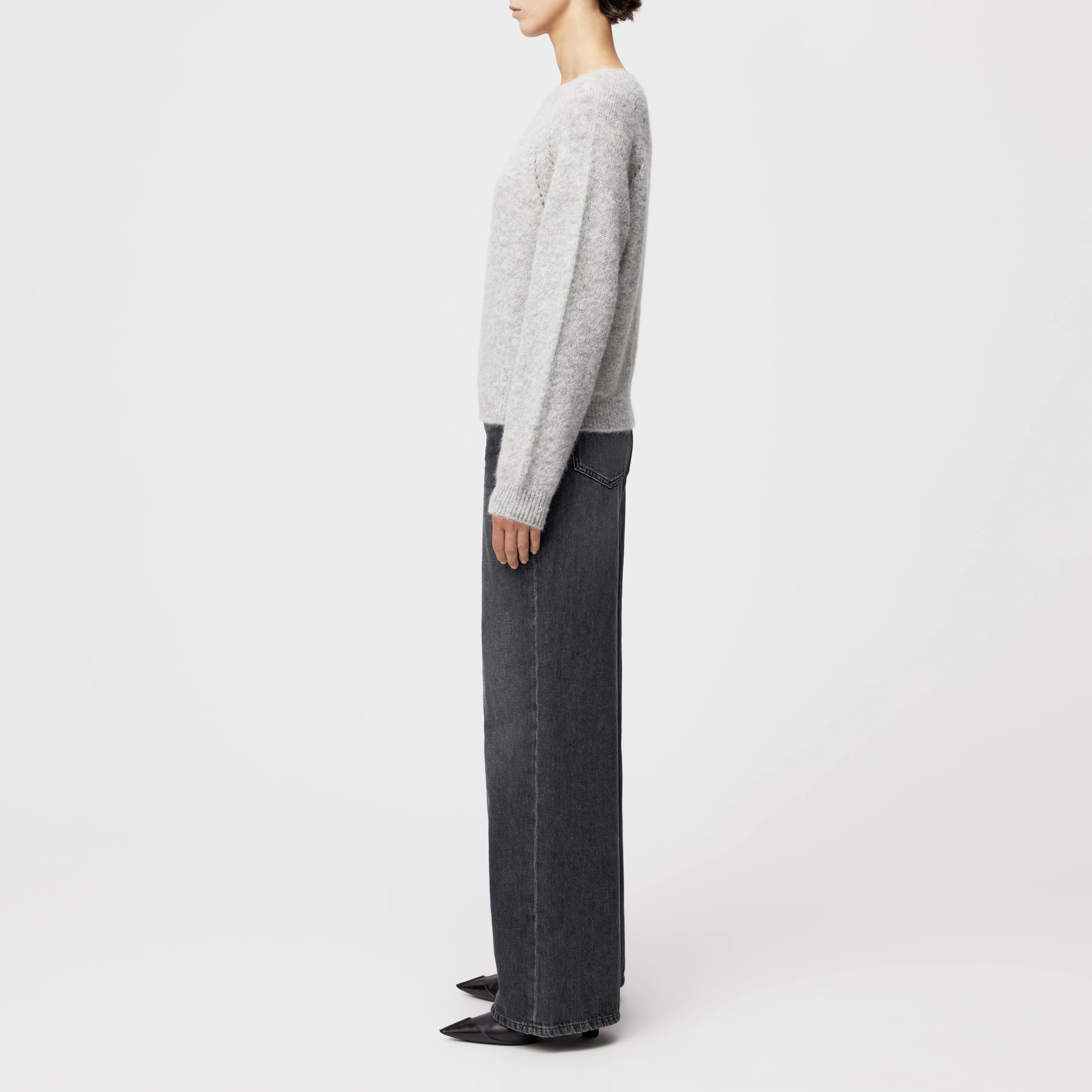 PEMIRI_2 - Pullover in luxuriösem Alpaka-Mix - Damen - grau - Seitenansicht