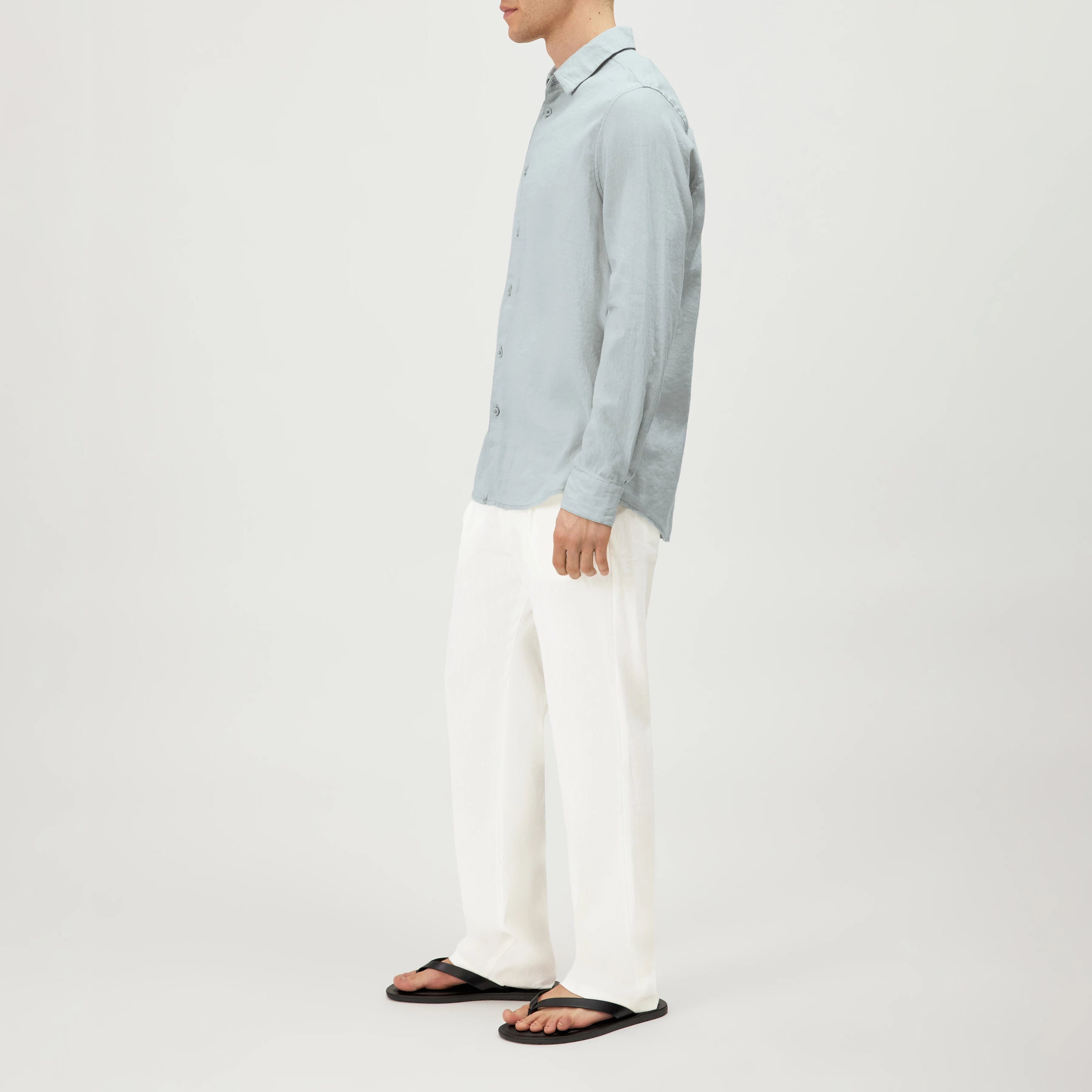 RAMIS - Regular Fit Hemd in Leinen-Baumwoll Mix - Herren - grün - Seitenansicht