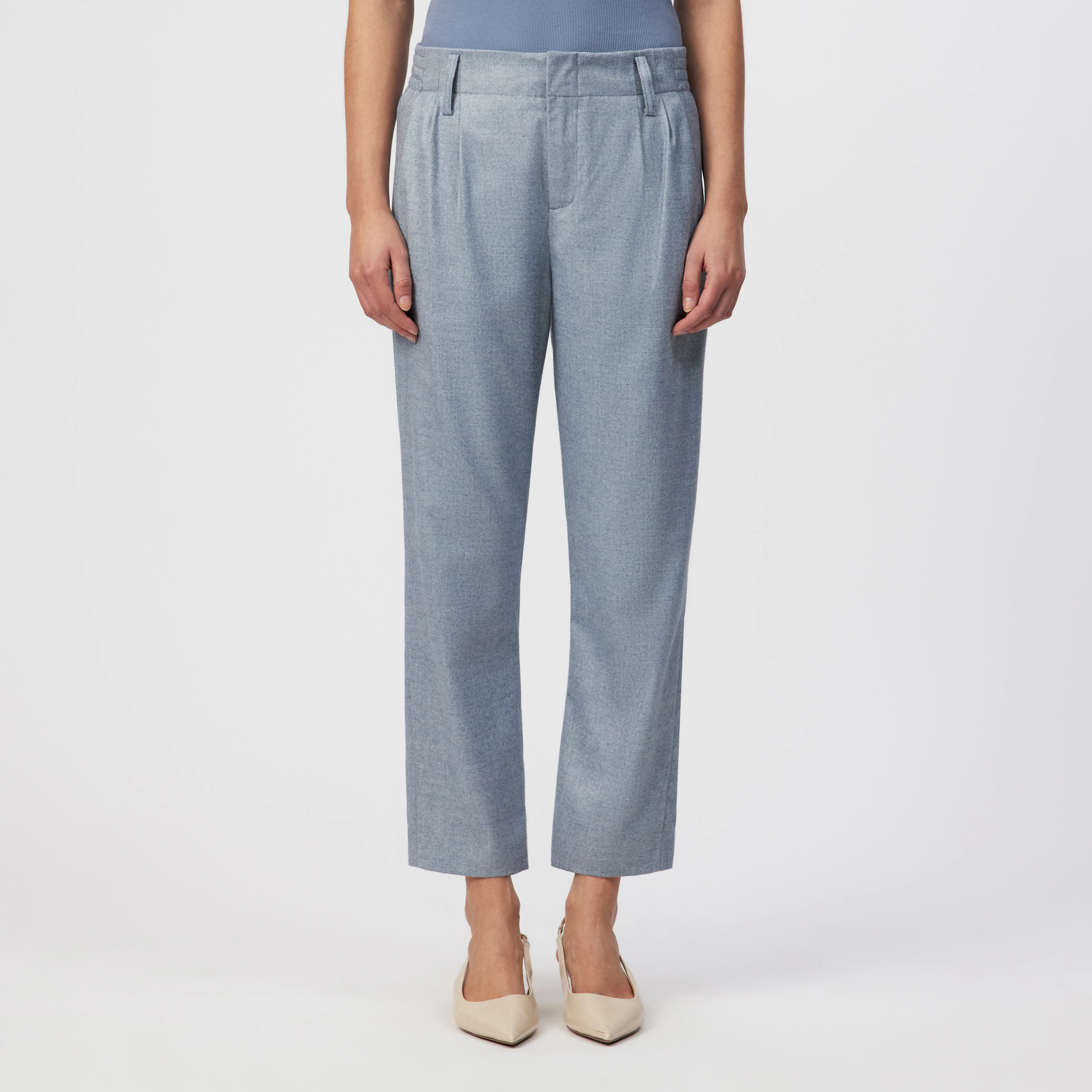 DISPATCH_0 - Pleated trousers in soft flannel - women - blue - Frontansicht