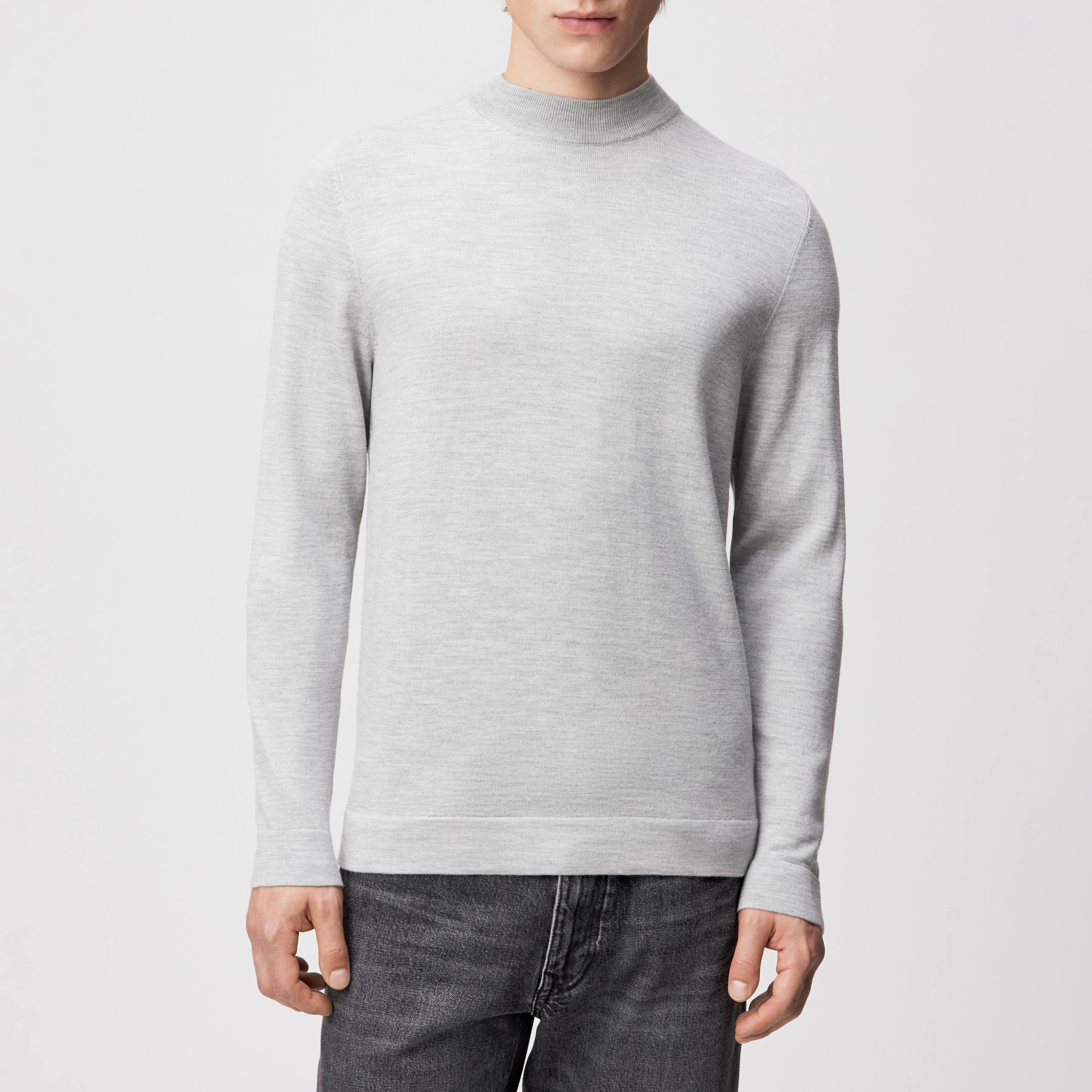 ARWON - Fitted Rollkragenpullover in 100% Merinowolle - Herren - grau - Frontansicht