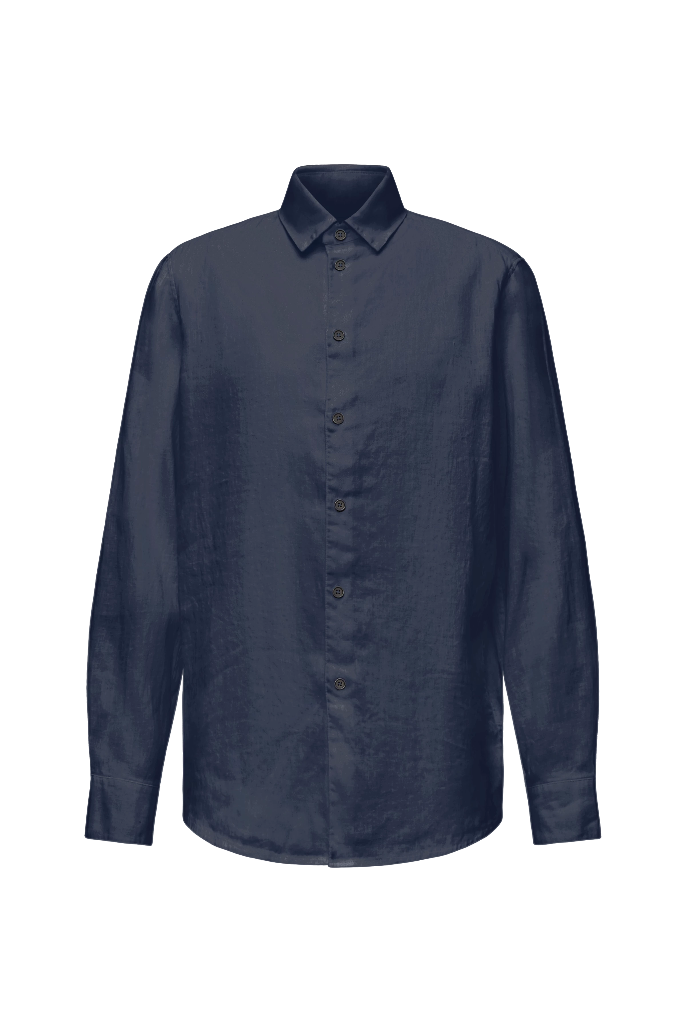 RAMIS - Regular fit shirt in linen-cotton blend - men - blue - Freisteller Frontansicht