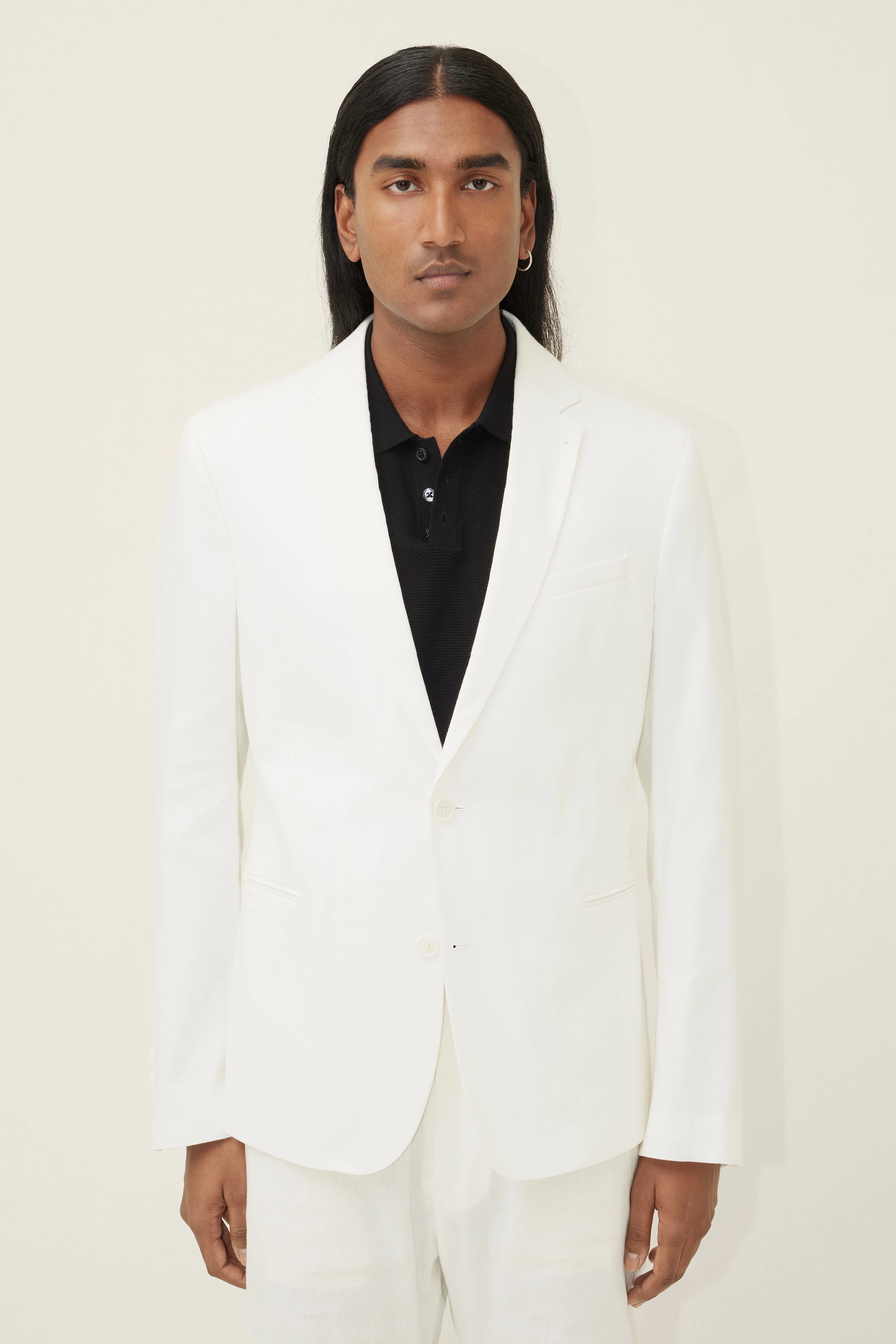 HORLEY - Slim Fit Sakko mit fallendem Revers in Leinen-Mix - Herren - off white - Frontansicht