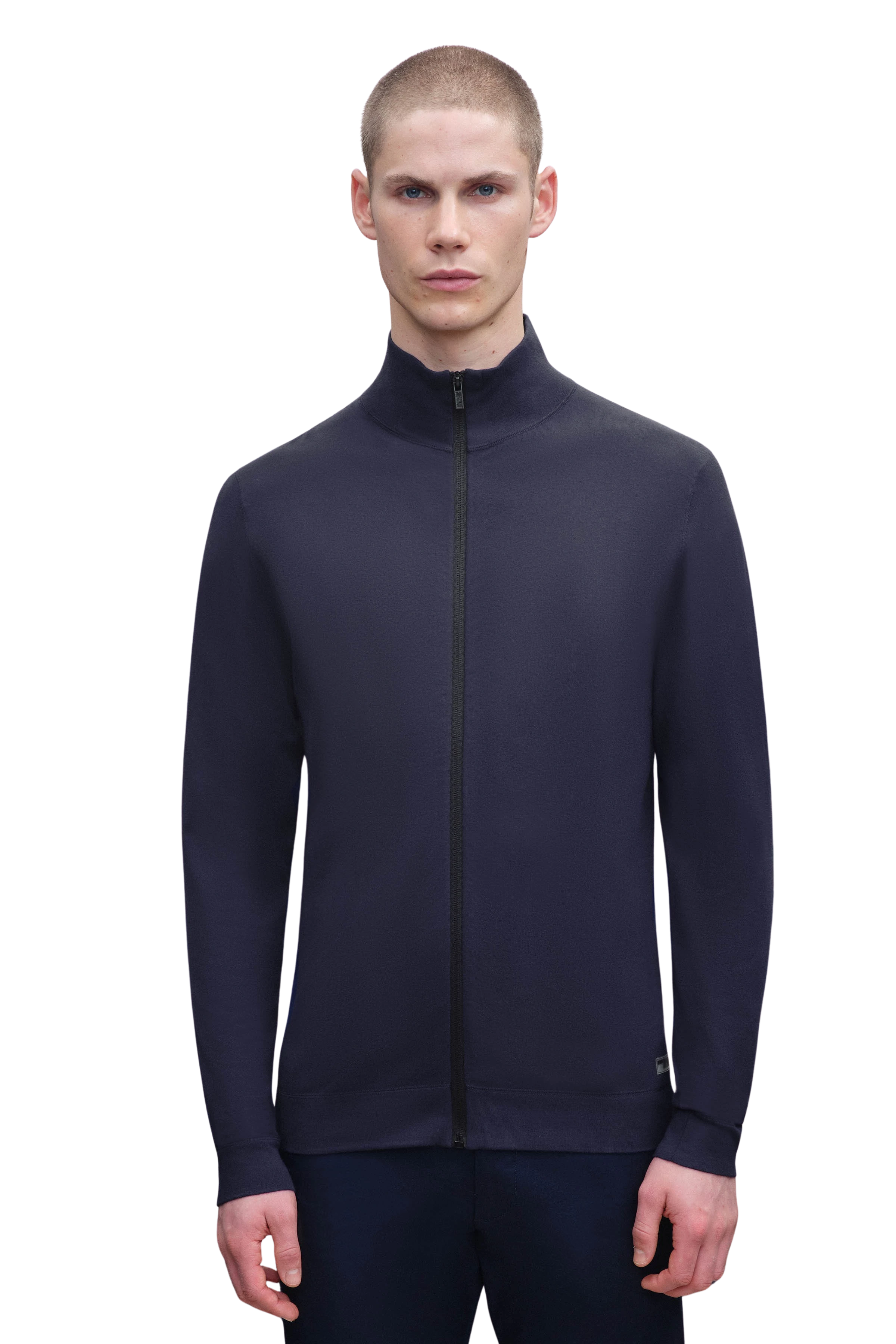 RANTONIO - Zip jacket with stand-up collar - men - blue - Frontansicht