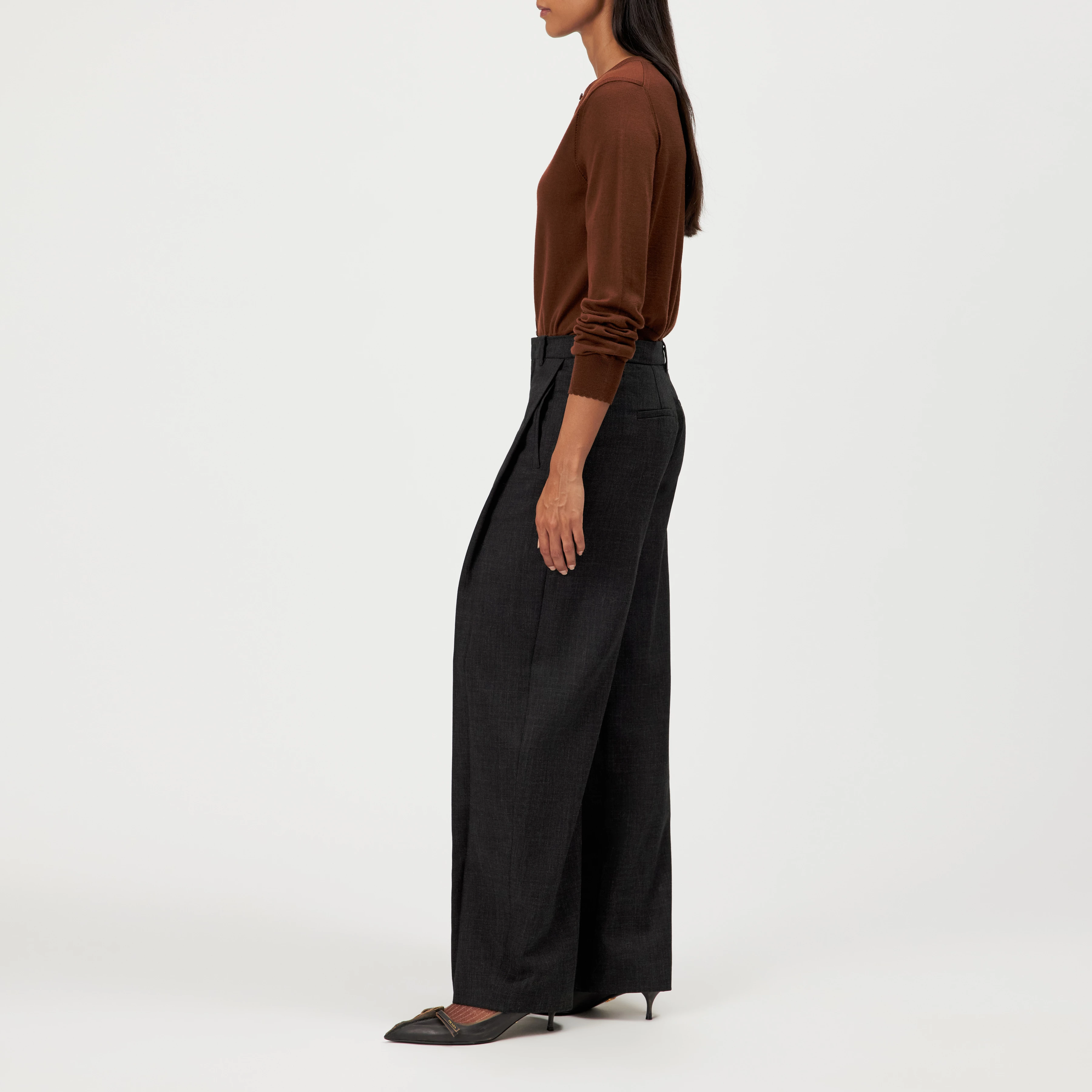 UNPACK - Pleated Trousers, Regular Fit - women - grey - Seitenansicht