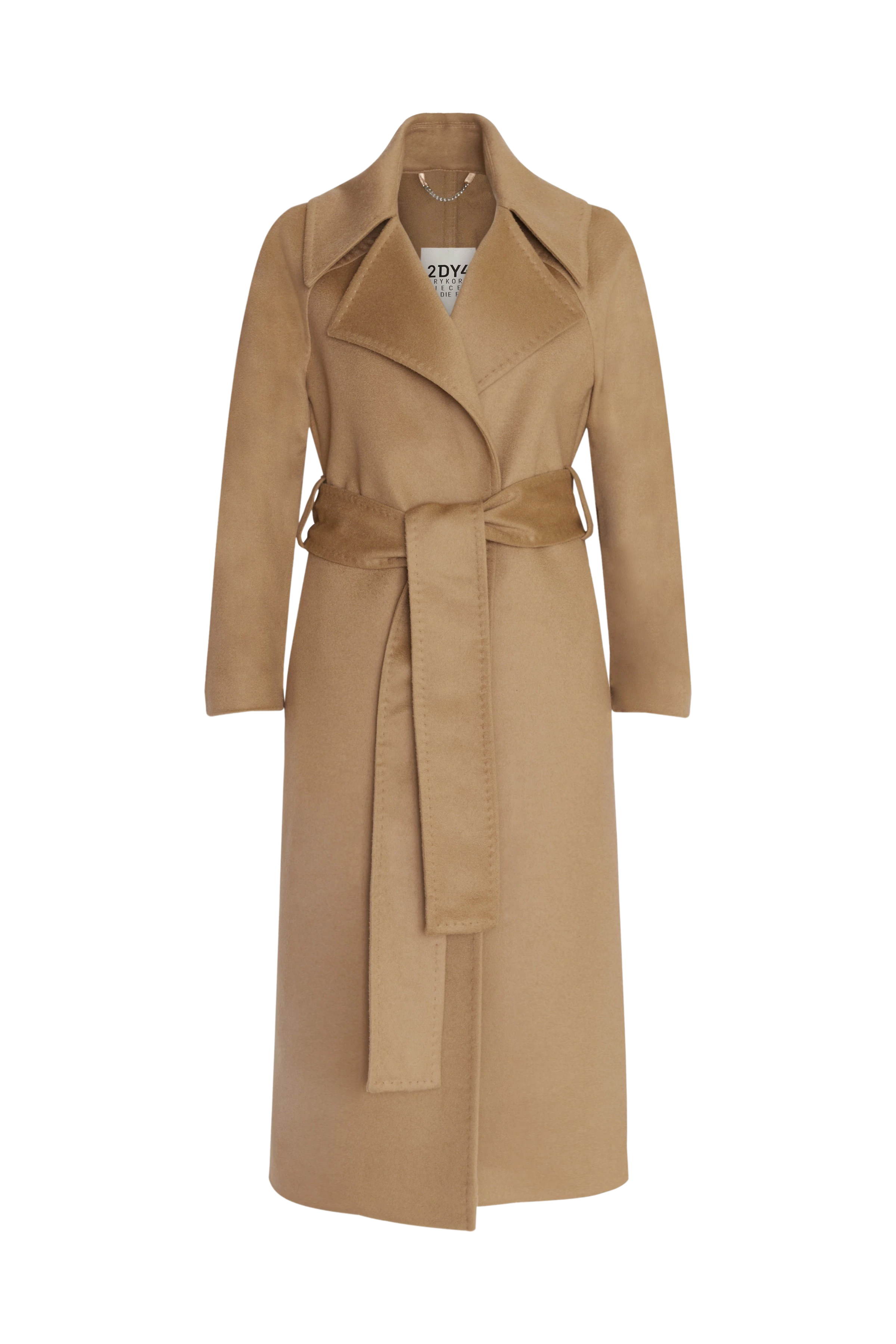 ALPERTON_3 - Coat with wide tie belt in cashmere mix - women - brown - Freisteller Frontansicht