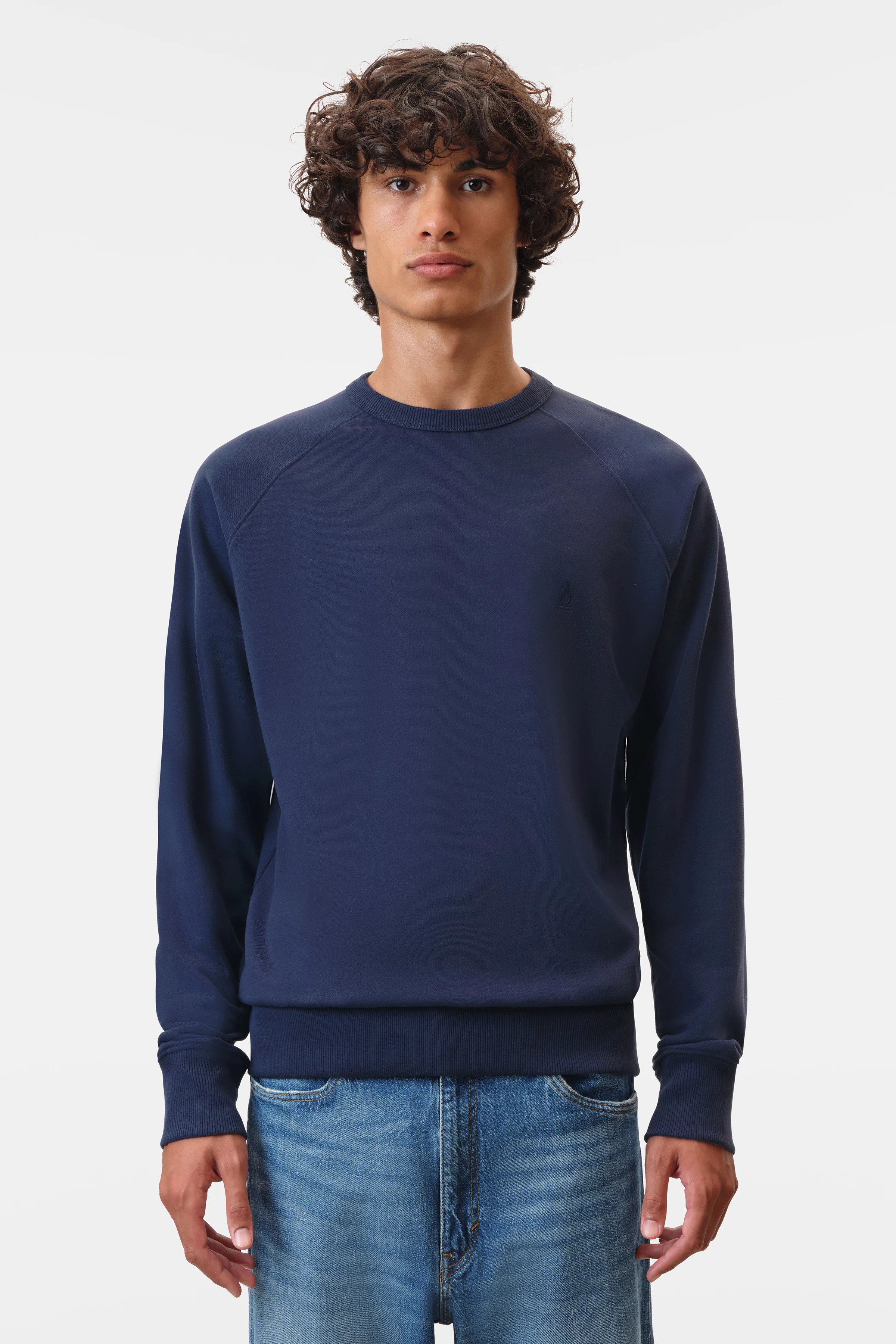 FLORENZ - Sweatshirt in gebrushtem French Terry - Herren - blau - Frontansicht
