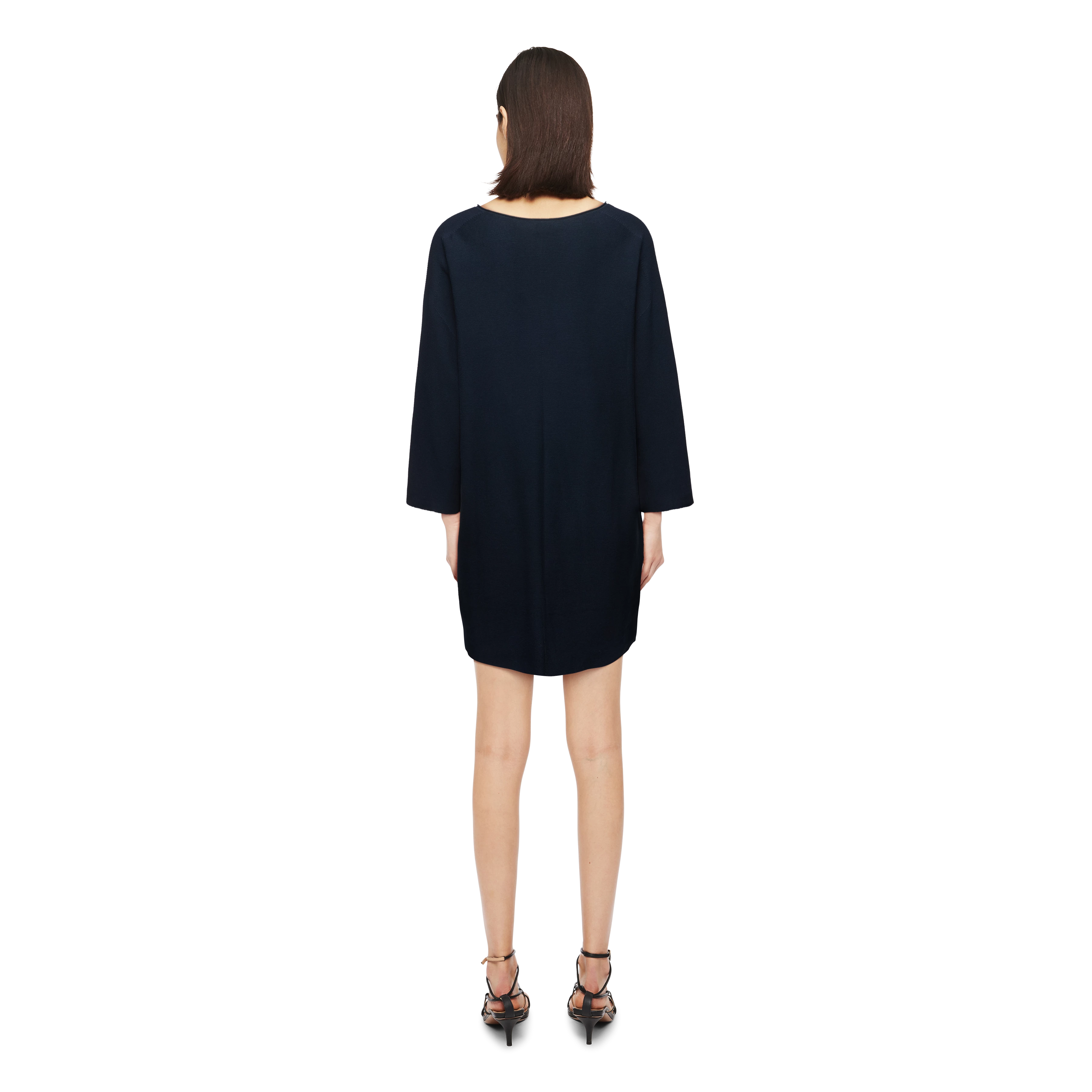 KADYRA_2 - Mini dress with 7/8 length sleeves in cotton crêpe - women - blue - Rückansicht