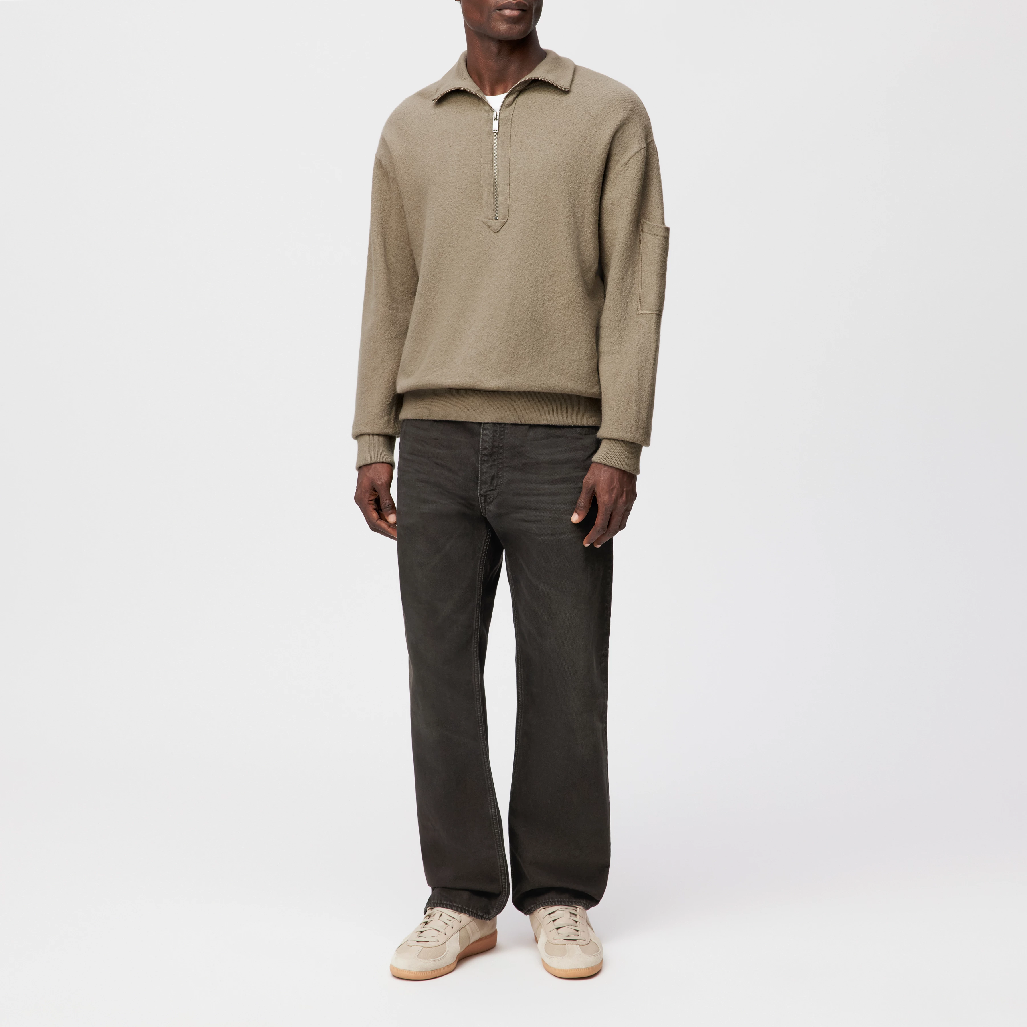 KOUPER - Troyer mit Reißverschluss in Merinowolle - Herren - braun - Ganzkörper-Frontansicht