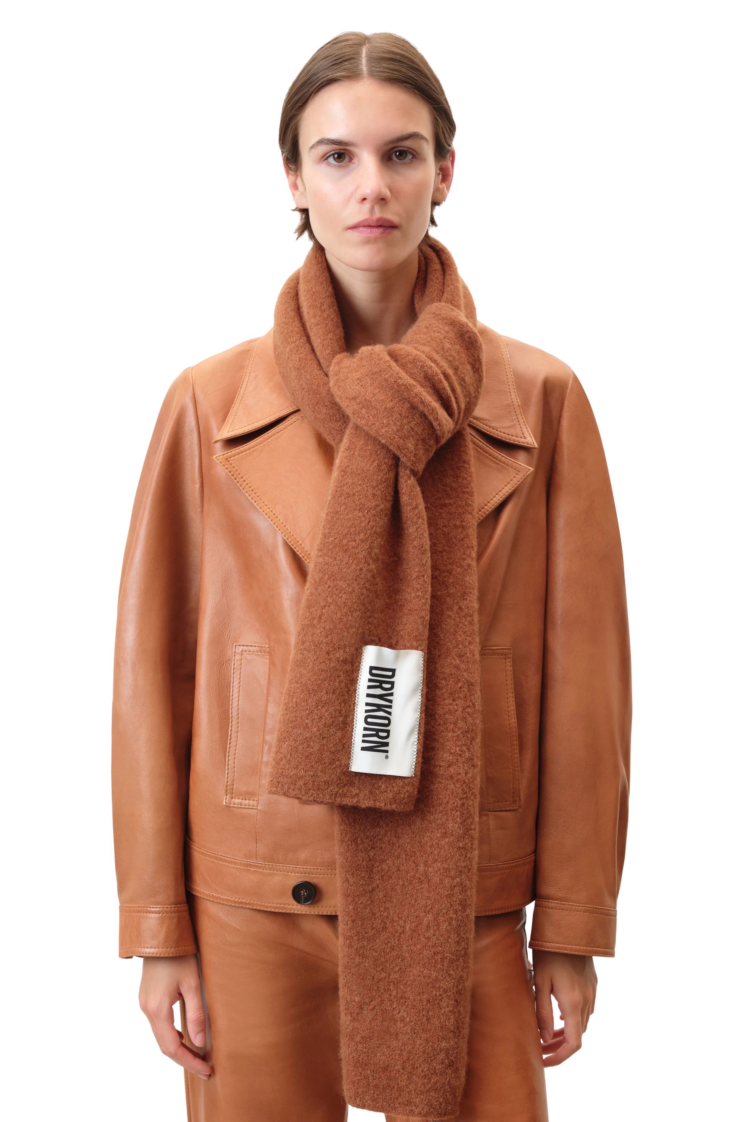 CRONICA - Strickschal in softem Alpaka-Mix - Unisex - braun - Frontansicht