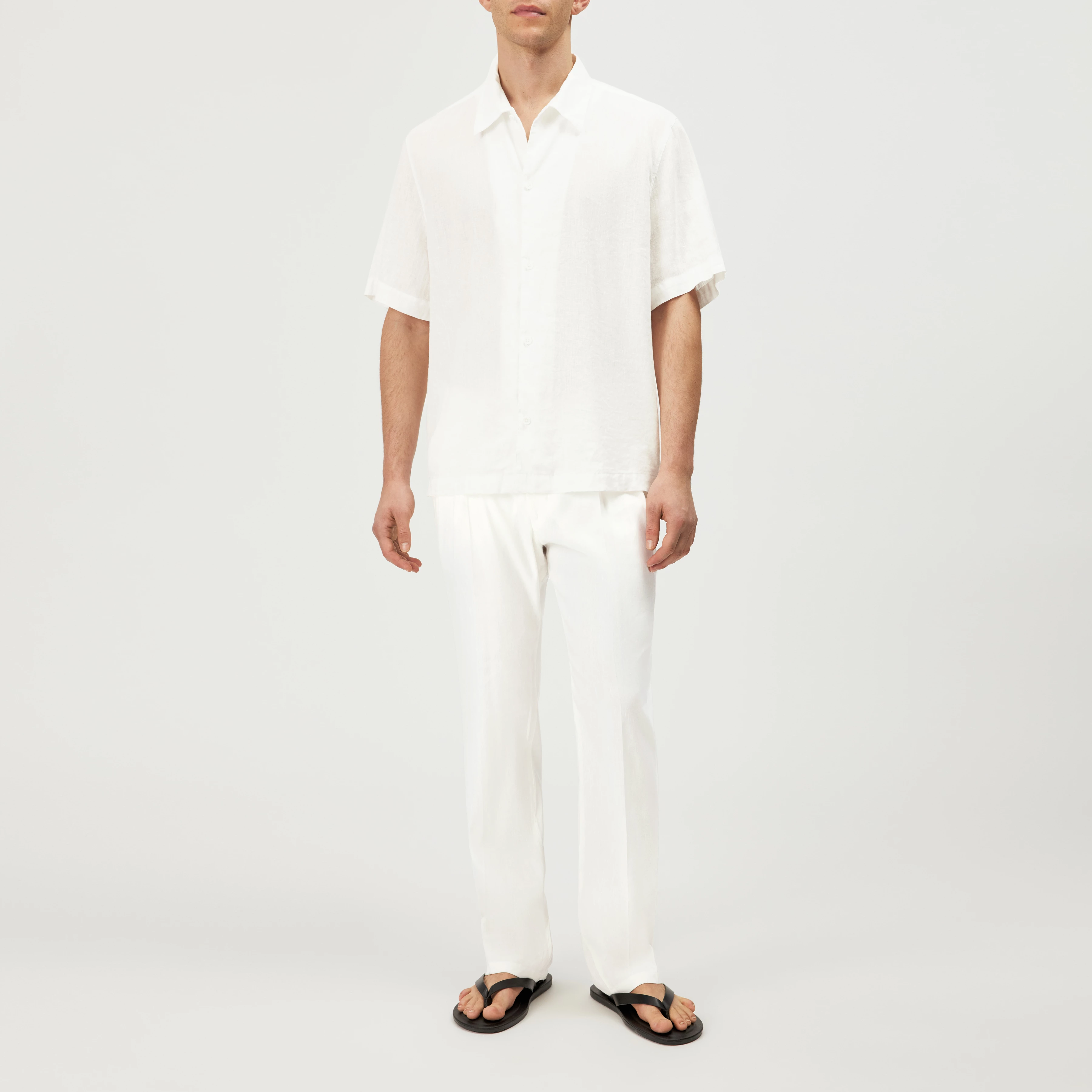 MERYN - Short-sleeve linen blend shirt - men - white - Ganzkörper-Frontansicht