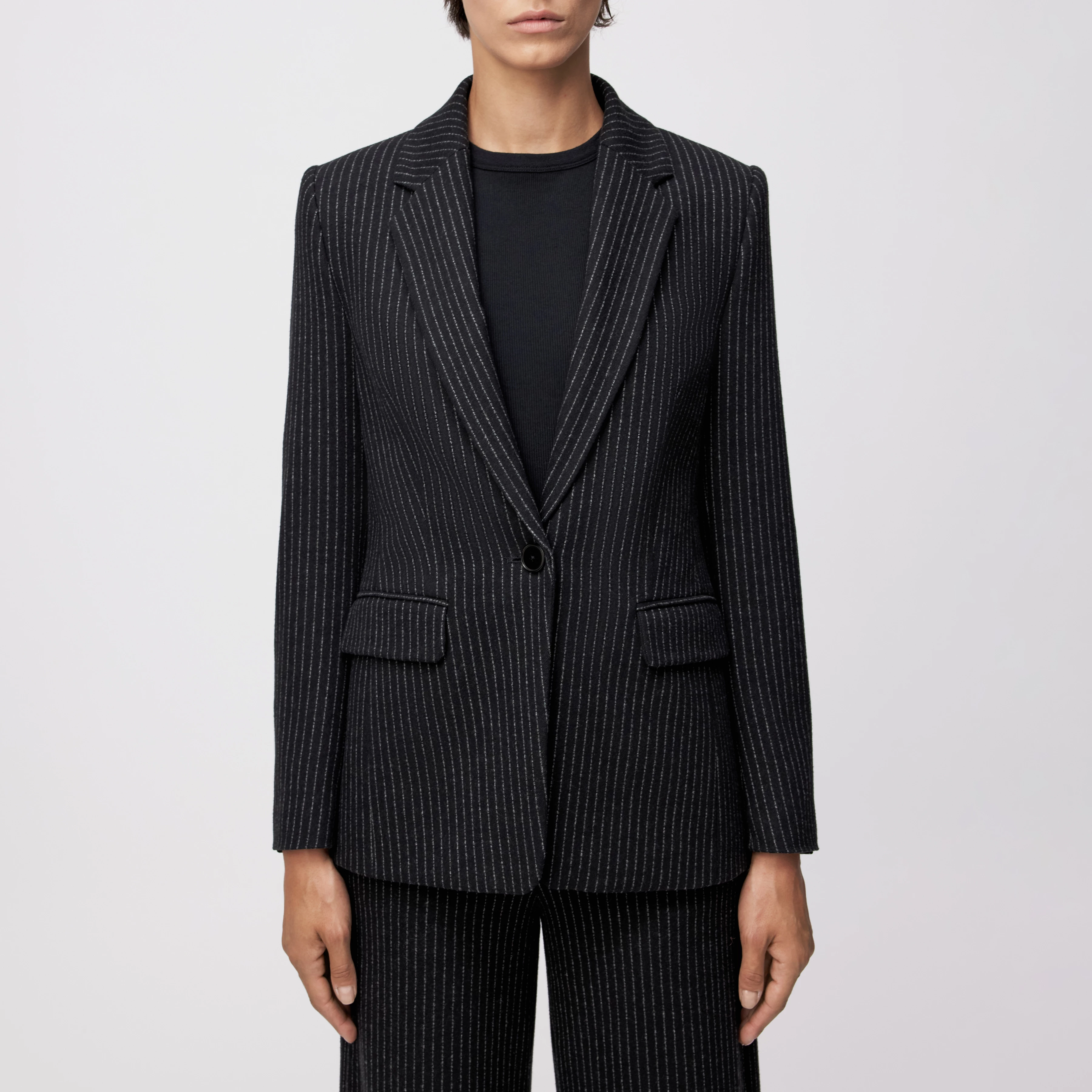 ATLIN_2 - Single-button blazer in cotton blend - women - Natural Aluminium - Frontansicht