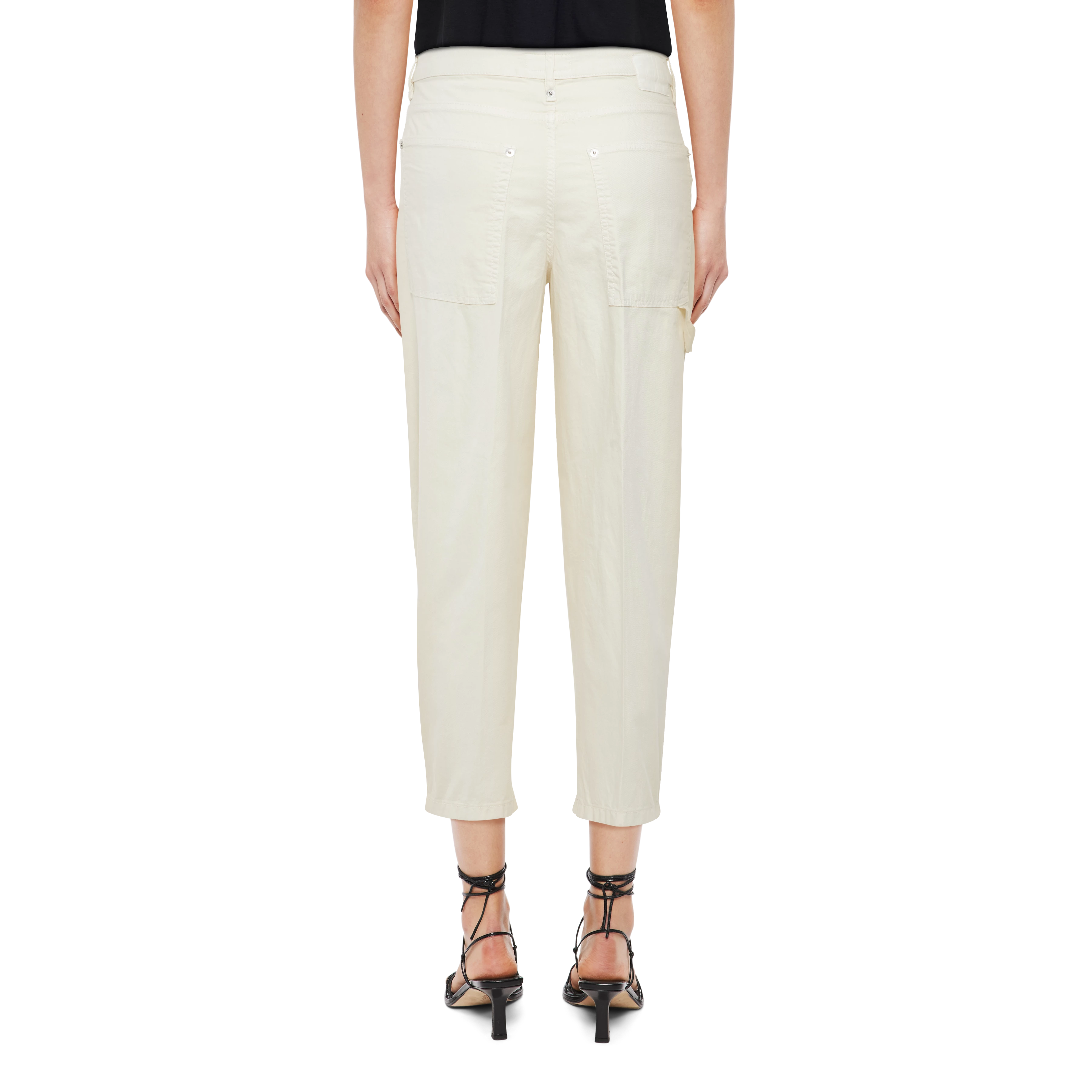 QUALIFY - Cargohose mit Bundfalte in Garment Dye - Damen - off white - Rückansicht