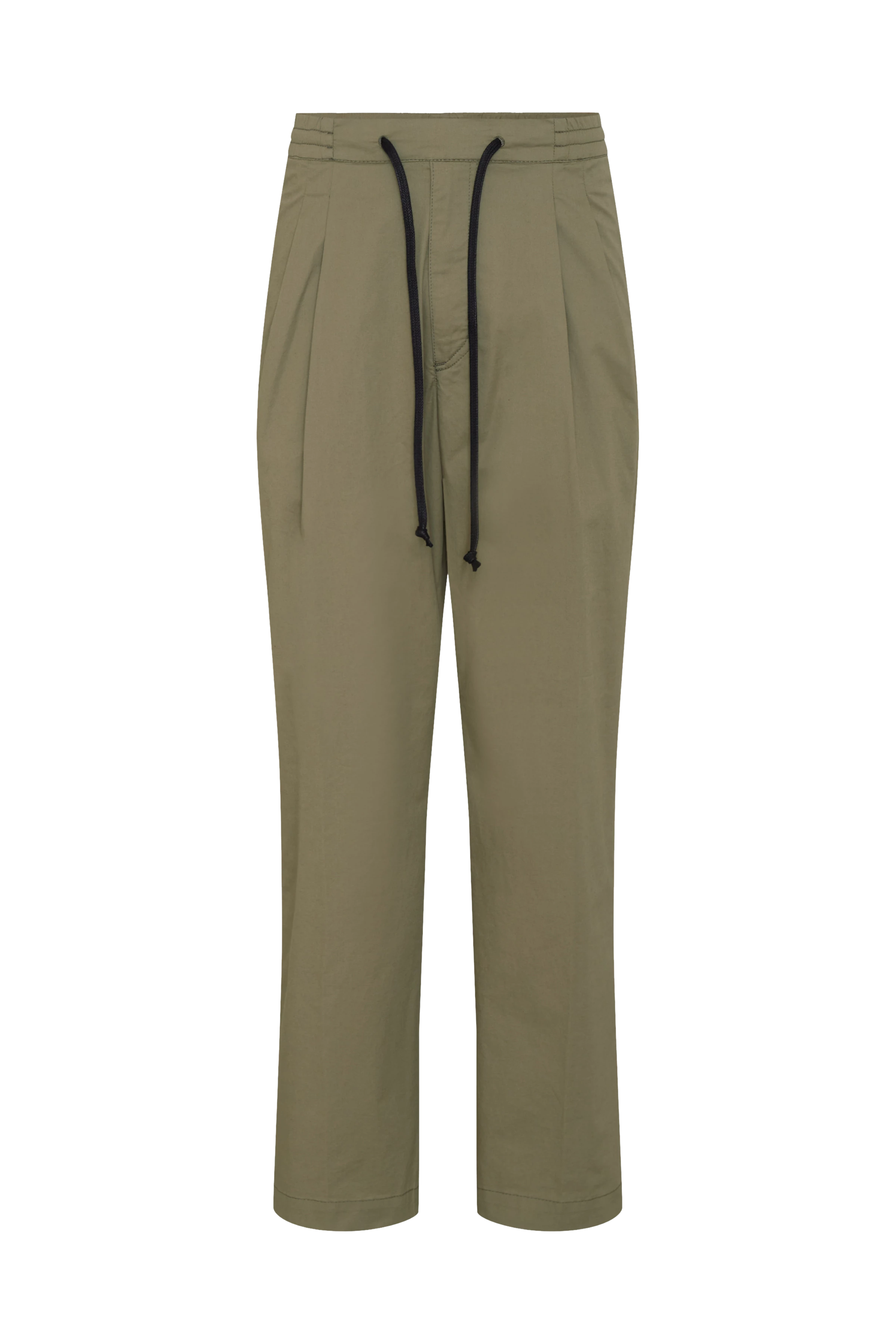 MORVI - Pleated trousers in cotton stretch - men - green - Freisteller Frontansicht