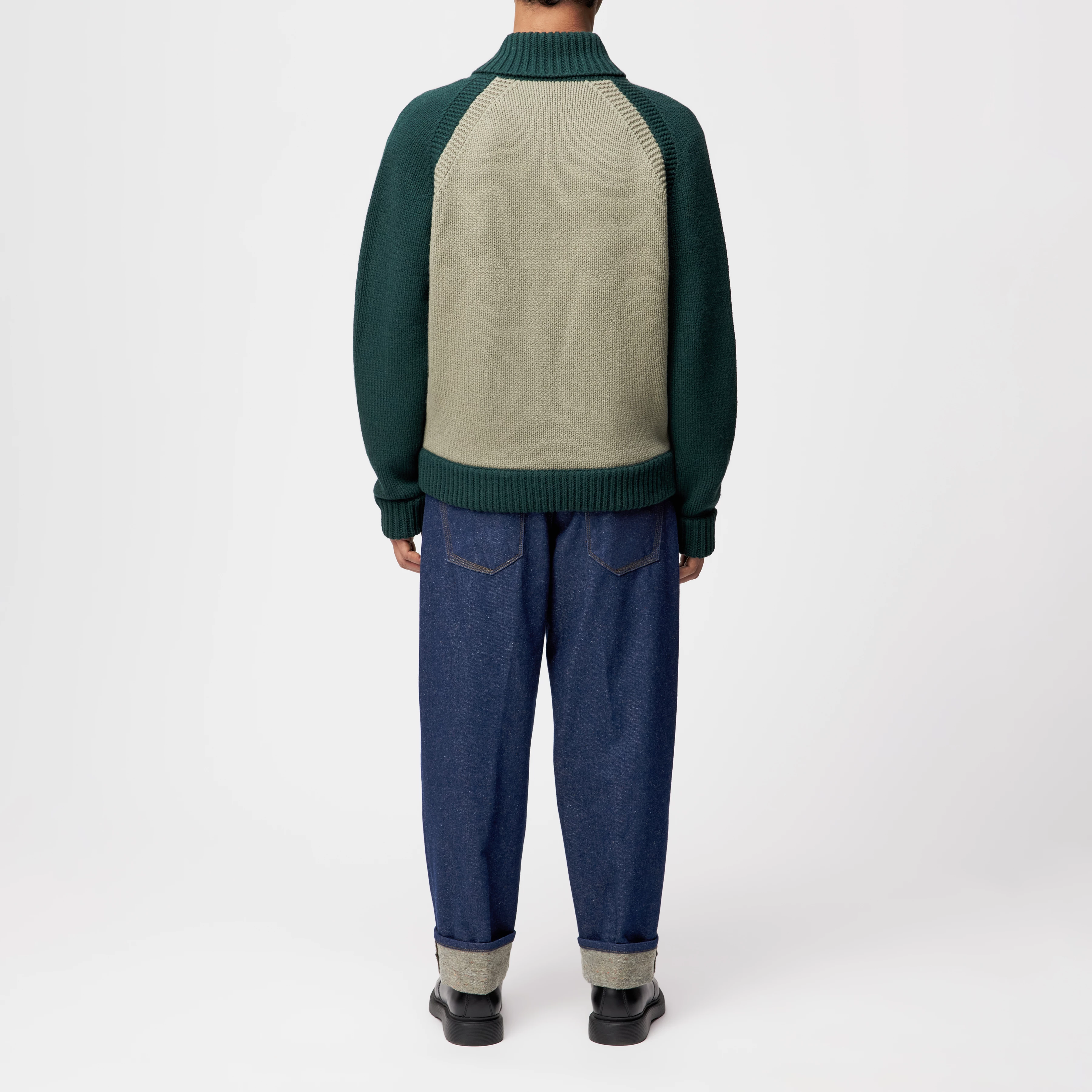 LAKYN - Strickjacke in Lammwolle - Herren - grün - Rückansicht