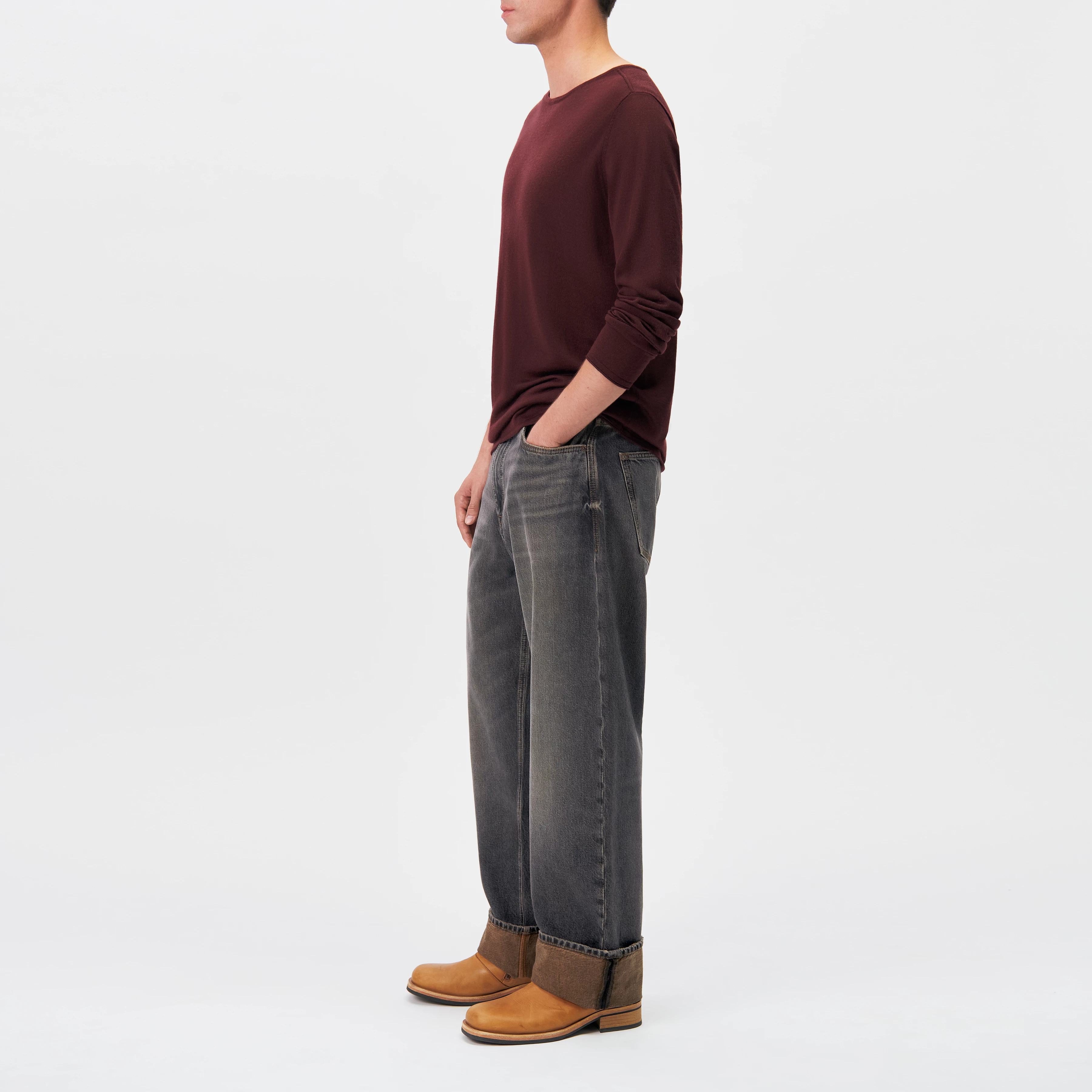 RIKONO - Fine merino wool knitted jumper - men - red - Seitenansicht