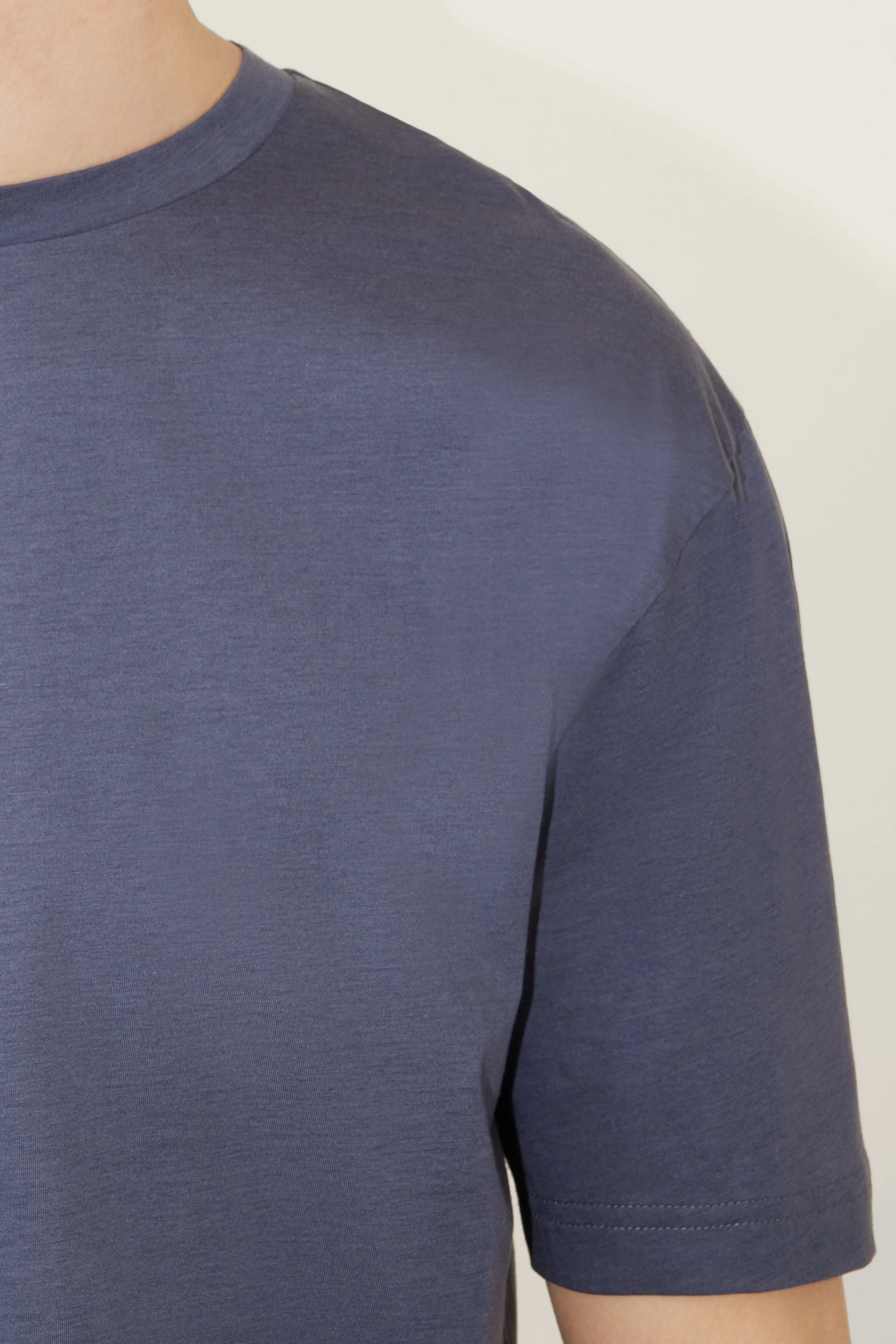 GILBERD - T-Shirt in merzerisierter Baumwolle - Herren - blau - Seitenansicht