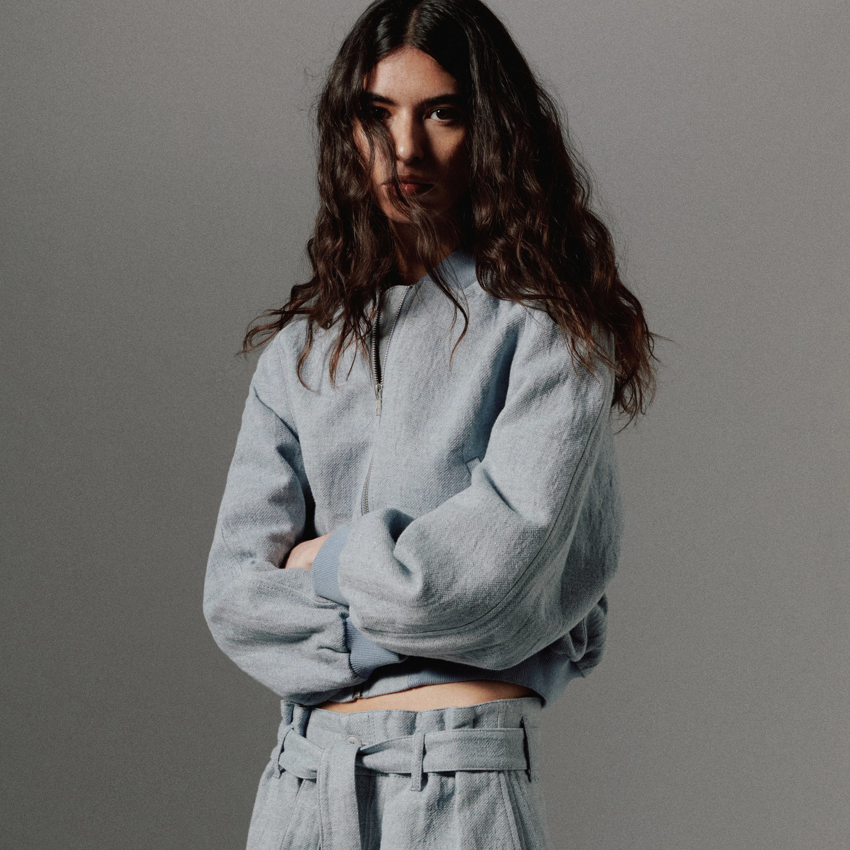 MARHAM - Linen blend bomber jacket - women - blue