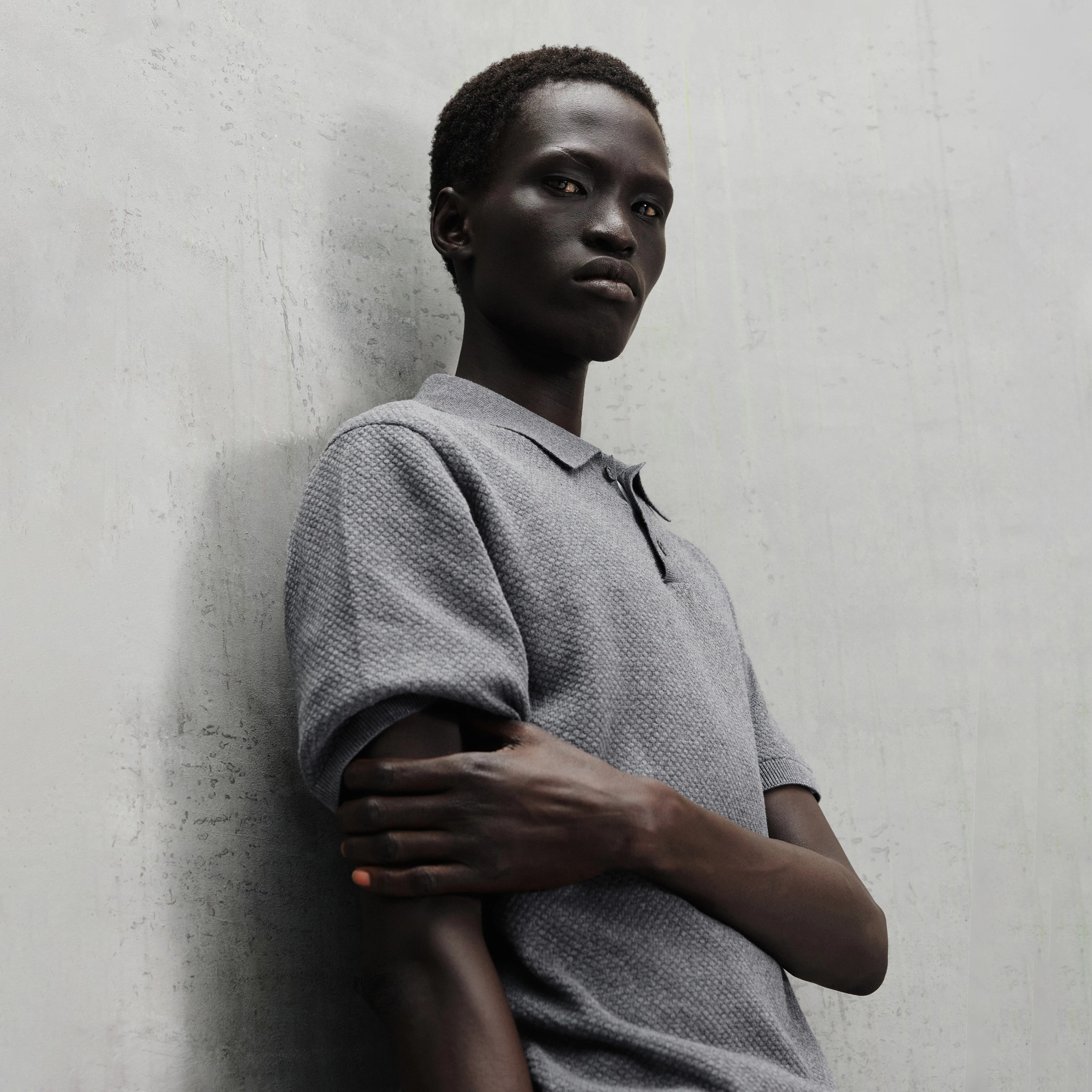 TRITON - Regular fit polo in jacquard knit - men - grey