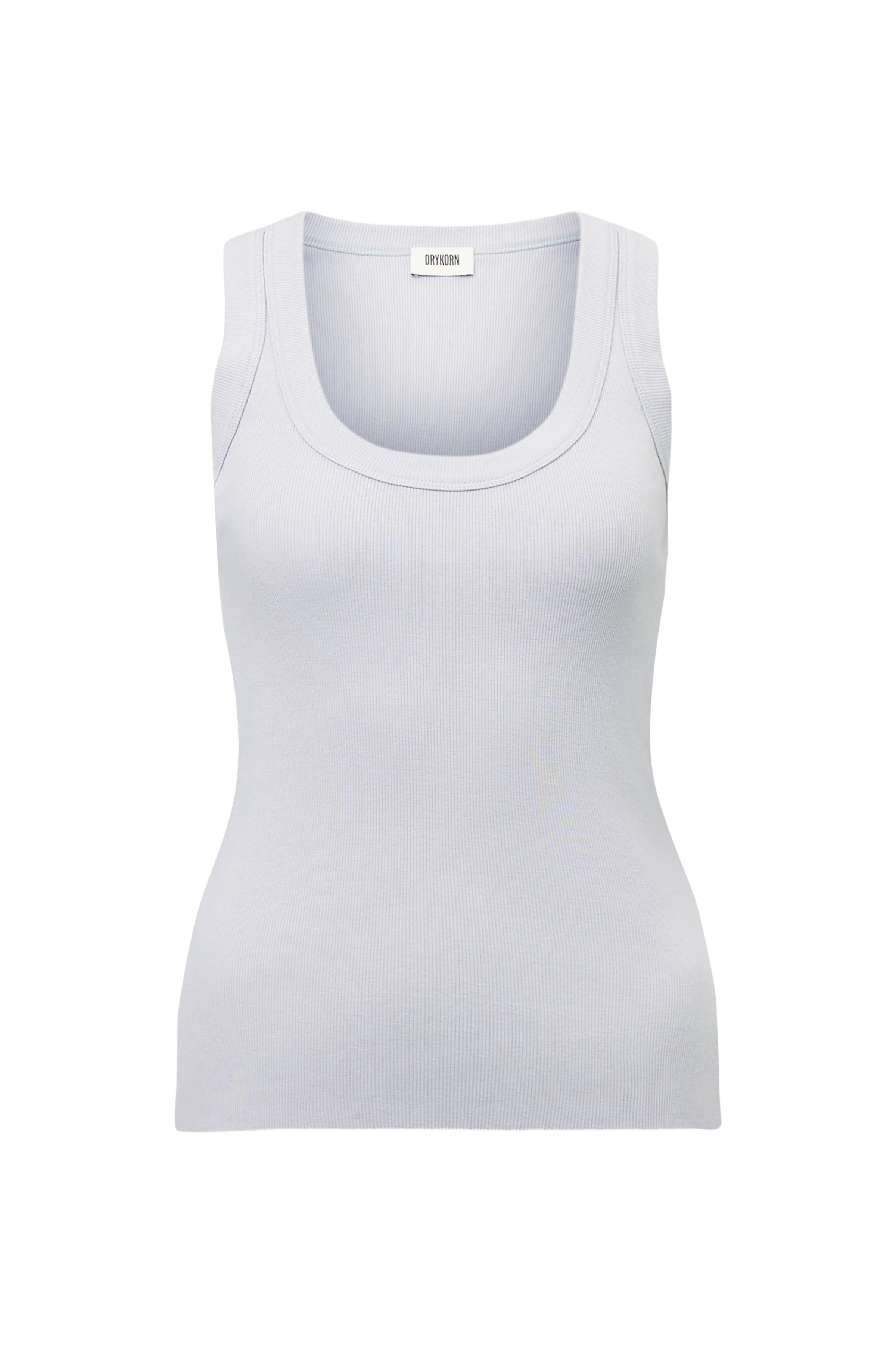 TAVIRA - Ribbed tank top with feminine round neckline - women - grey - Freisteller Frontansicht