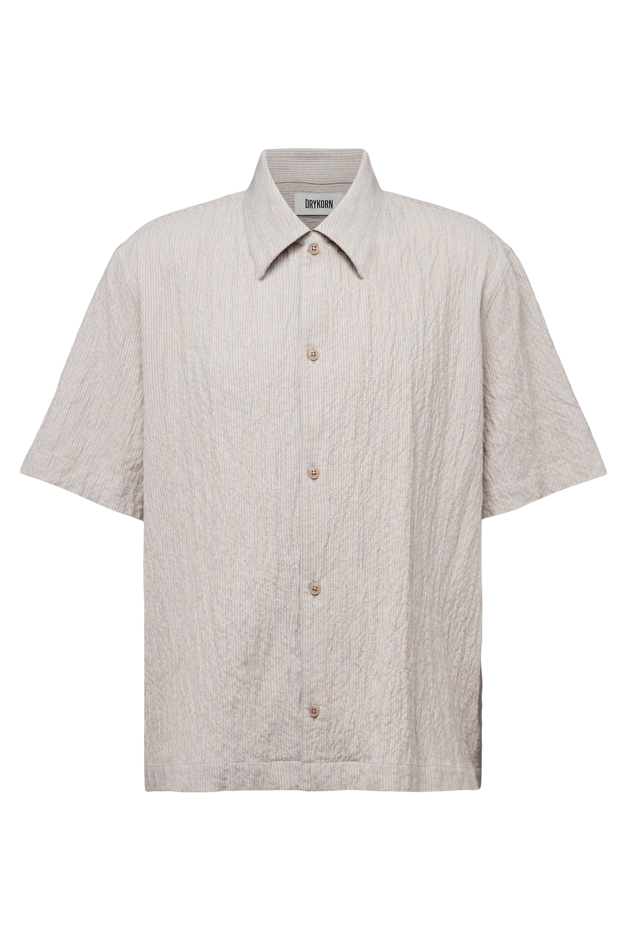 MERYN - Short-sleeve shirt in crinkle look - men - beige - Freisteller Frontansicht