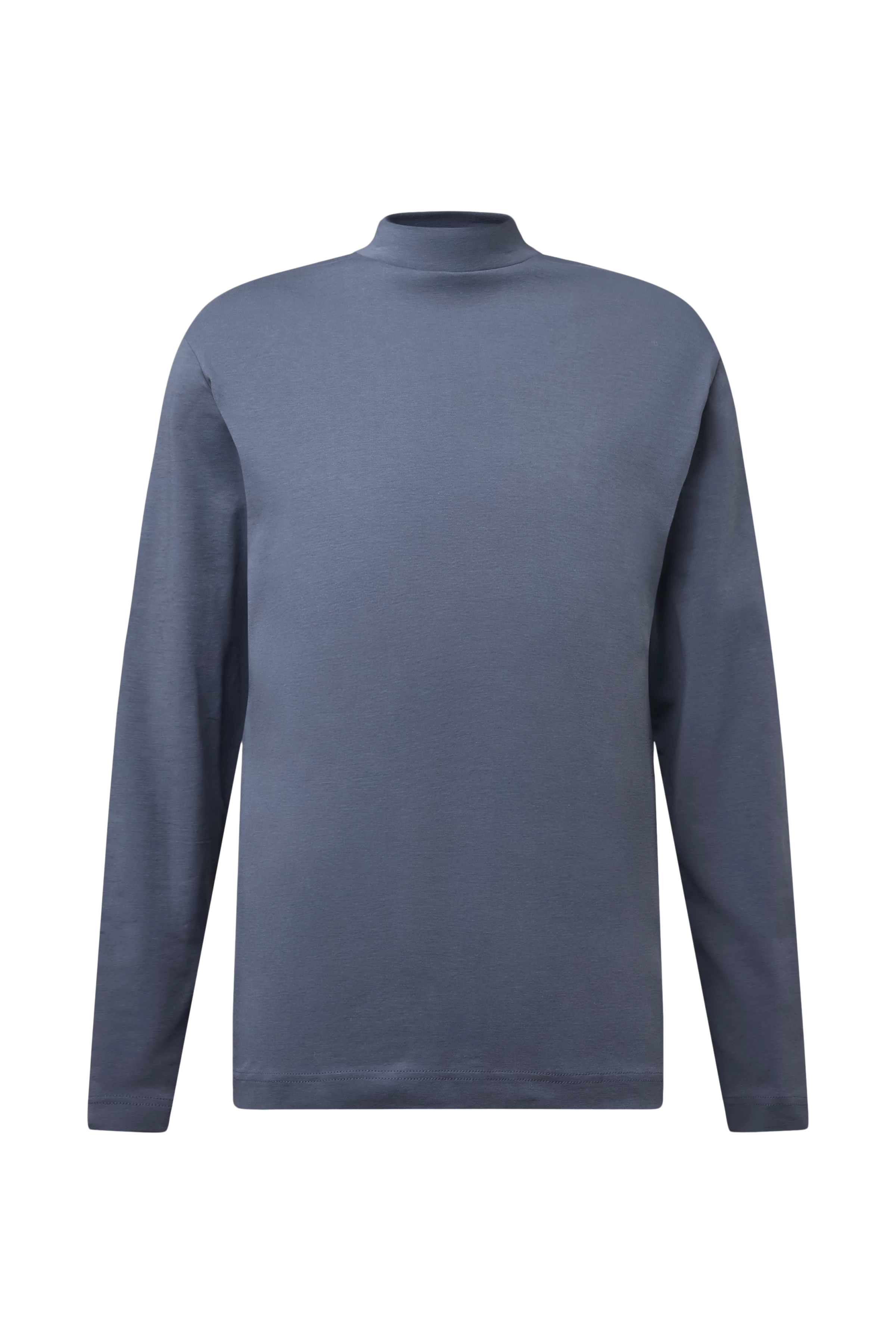 MORITZO - Long-sleeved top with stand-up collar in stretch cotton - men - blue - Freisteller Frontansicht