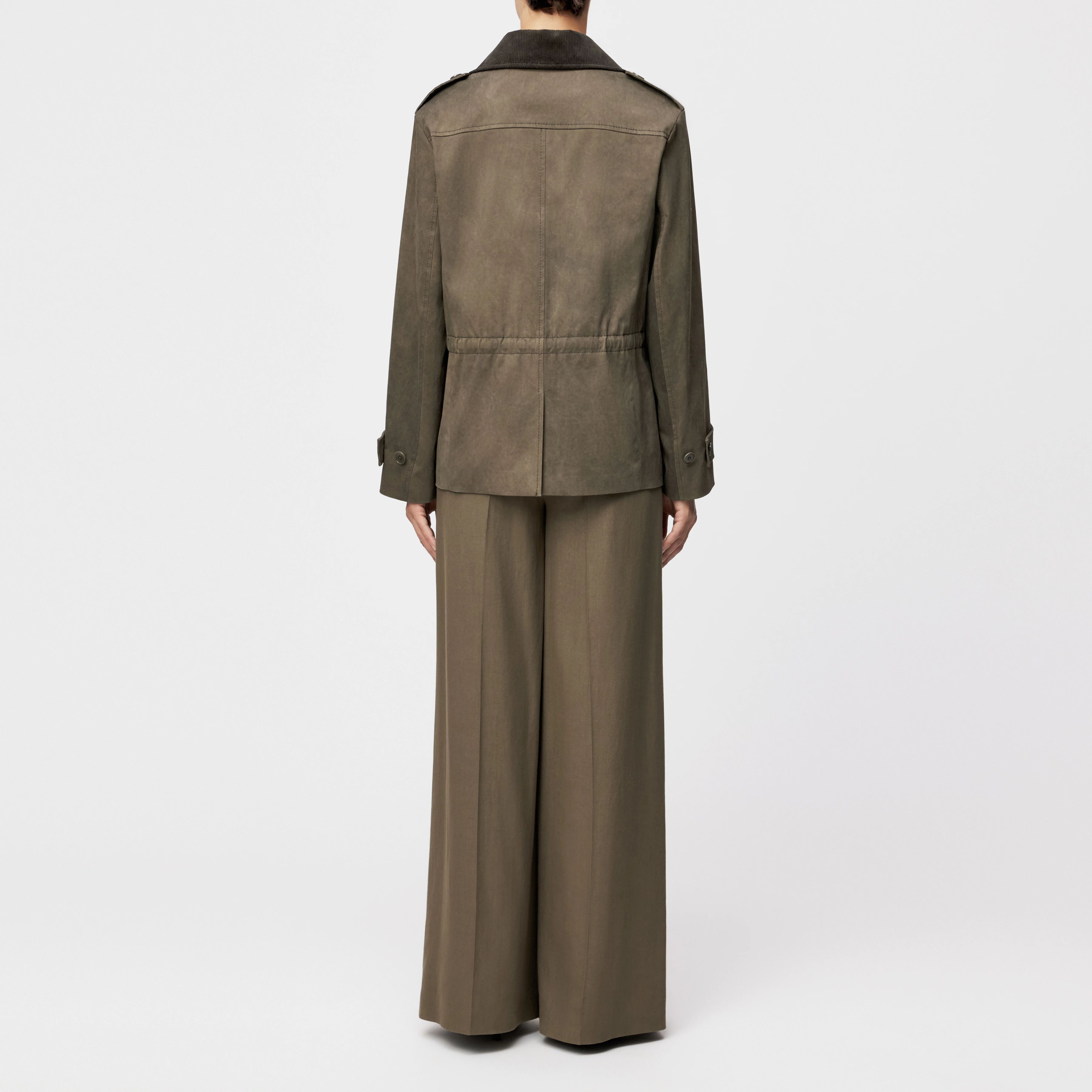 BODNEY_1 - Fieldjacket Kontrastkragen in Twill - Damen - grün - Rückansicht