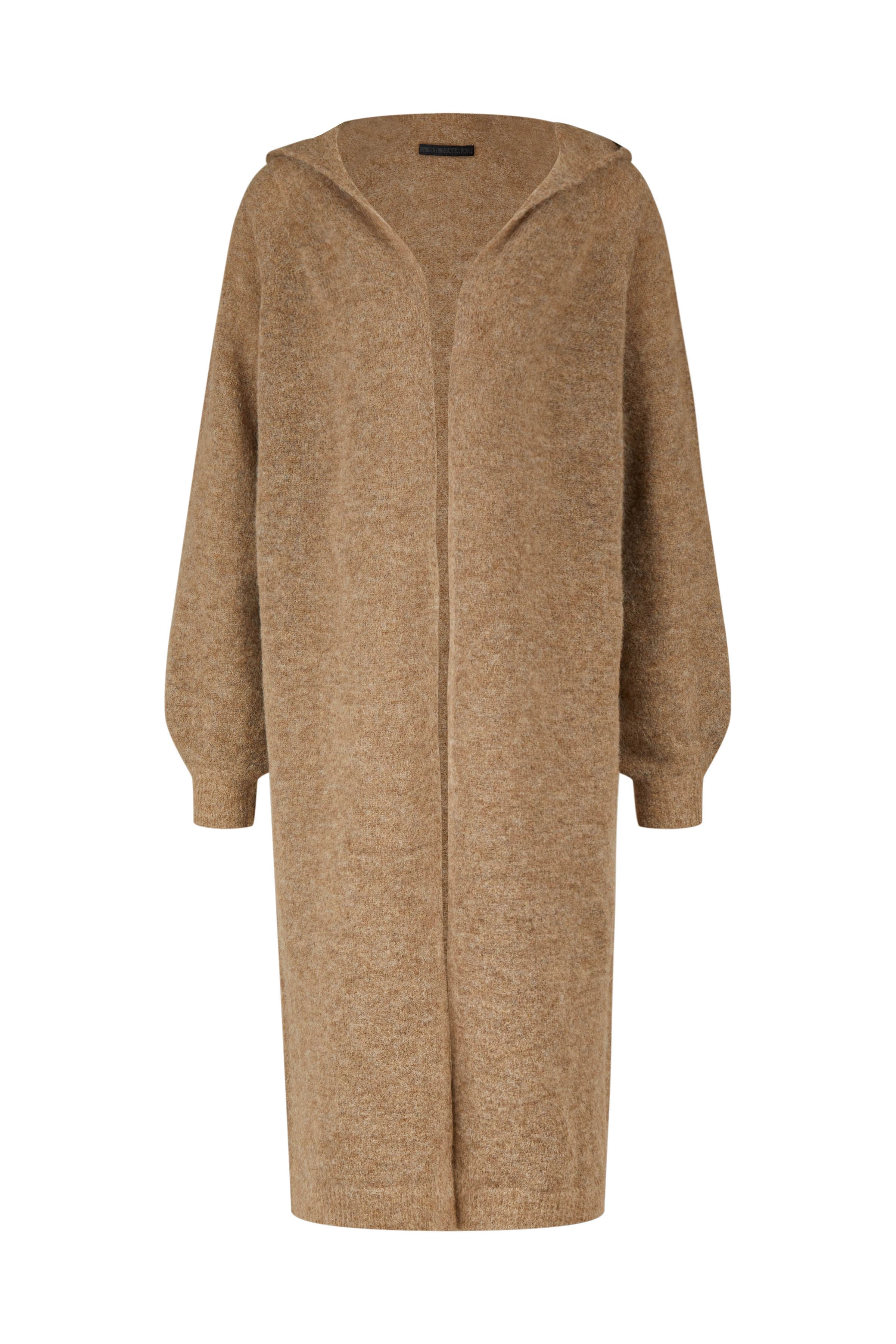 VIAJA - Hoodiestrickjacke in haarigem Alpaka-Wollmix - Damen - braun - Freisteller Frontansicht