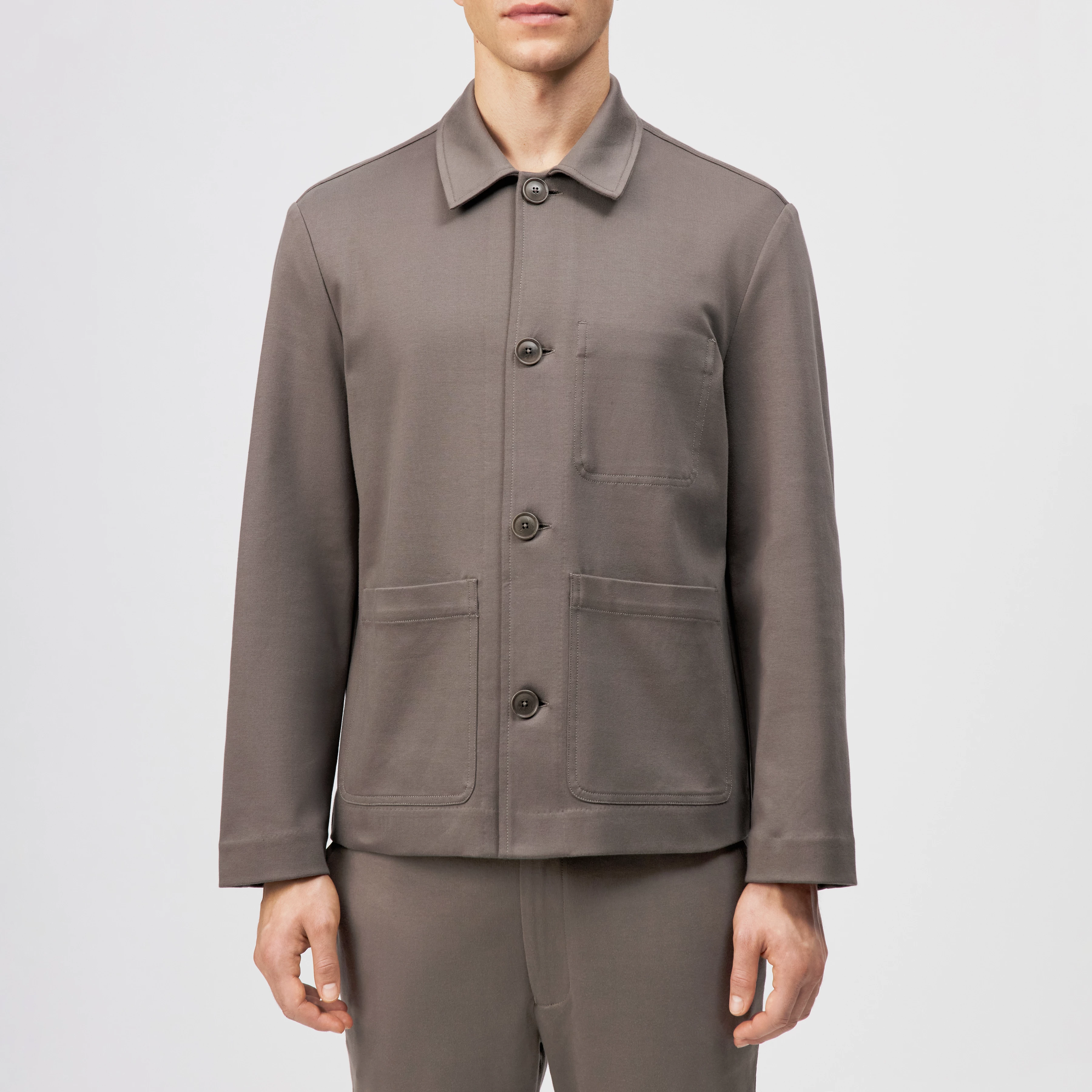 MAKONA - Regular fit indoor jacket made from pure cotton - men - brown - Frontansicht