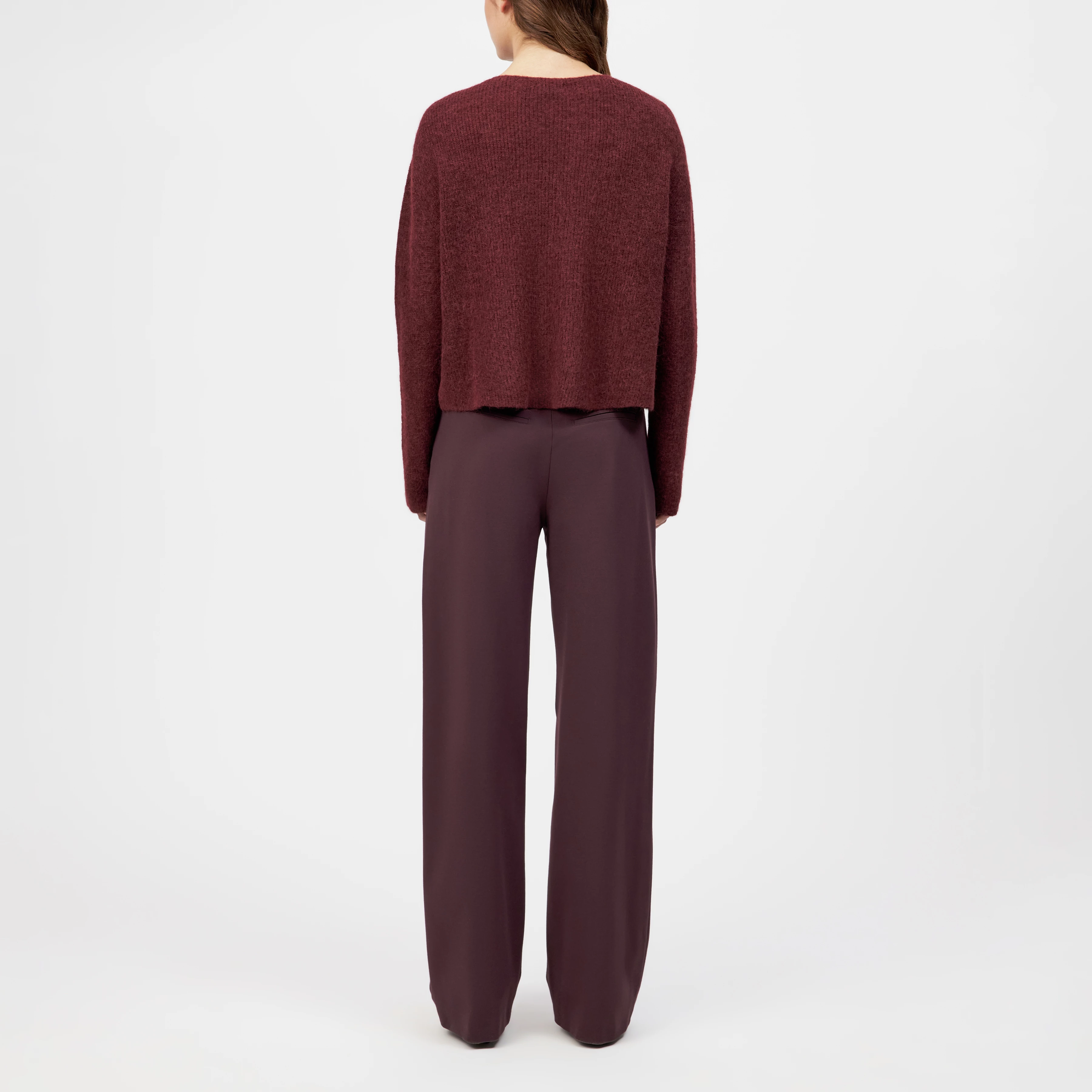 IMENY - Pull court en mélange luxueux d'alpaga Suri - women - rouge - Rückansicht