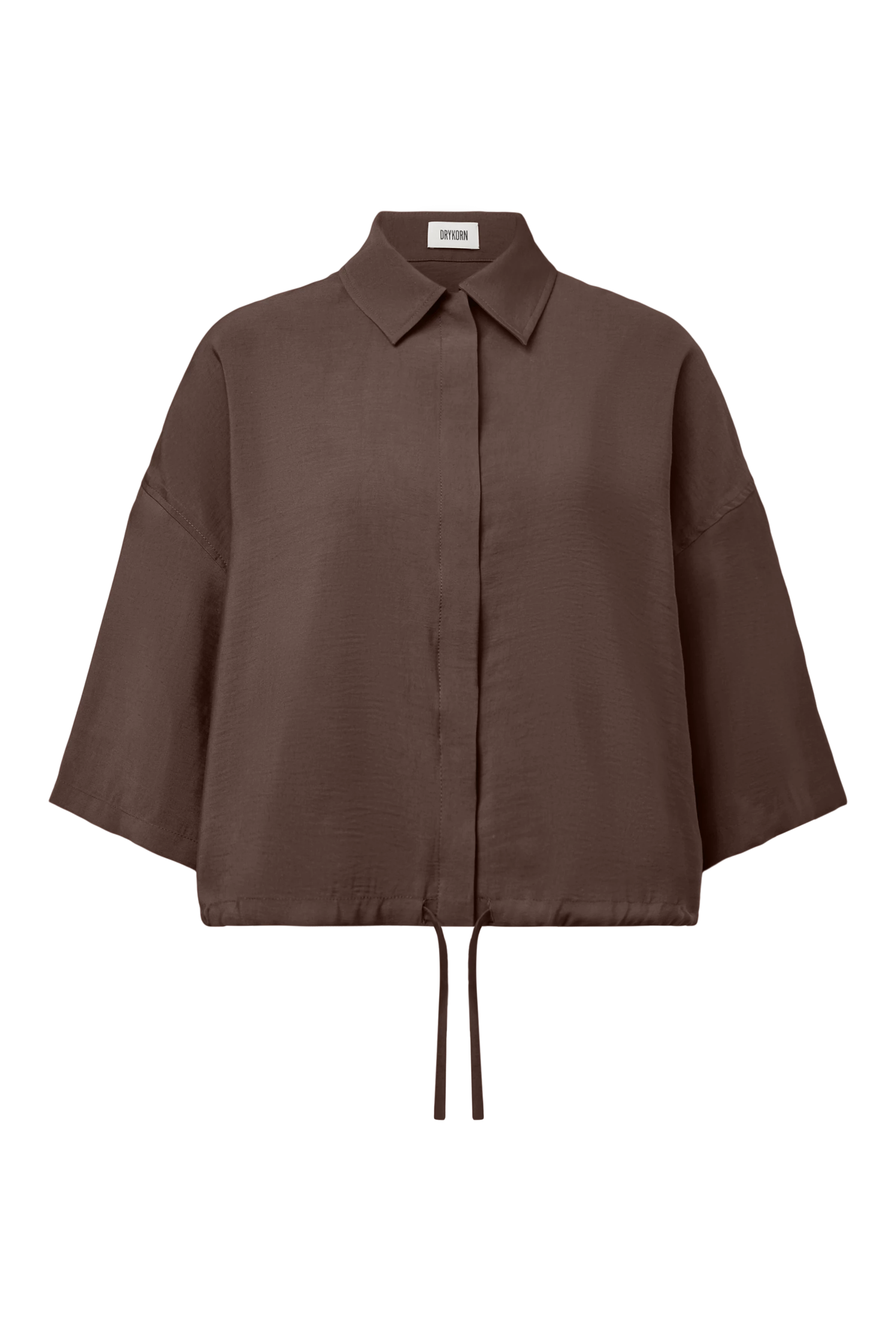 LAINAY - Chemisier court en twill fluide - women - marron - Freisteller Frontansicht