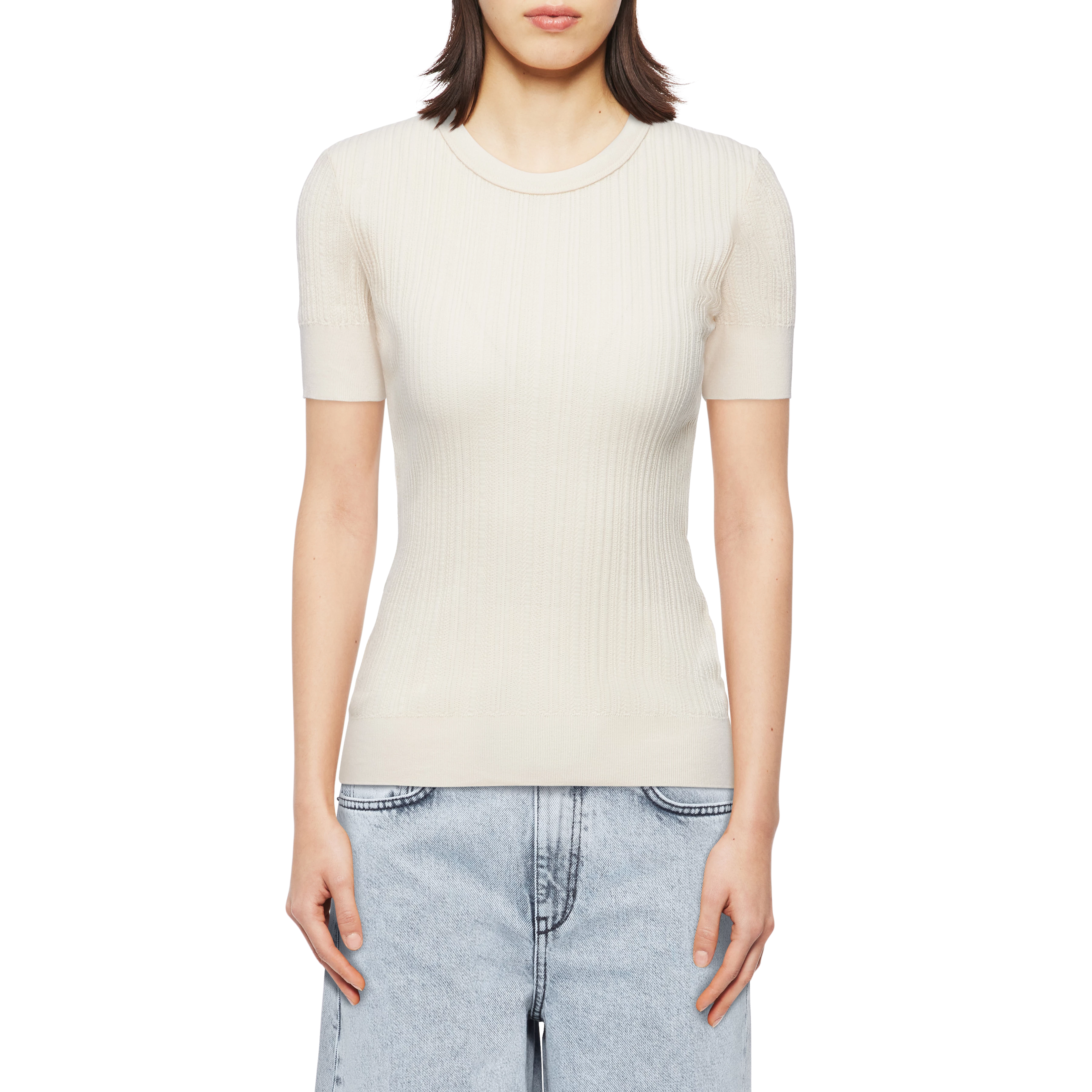 KOALY - Slim T-shirt in pure cotton - women - beige - Frontansicht