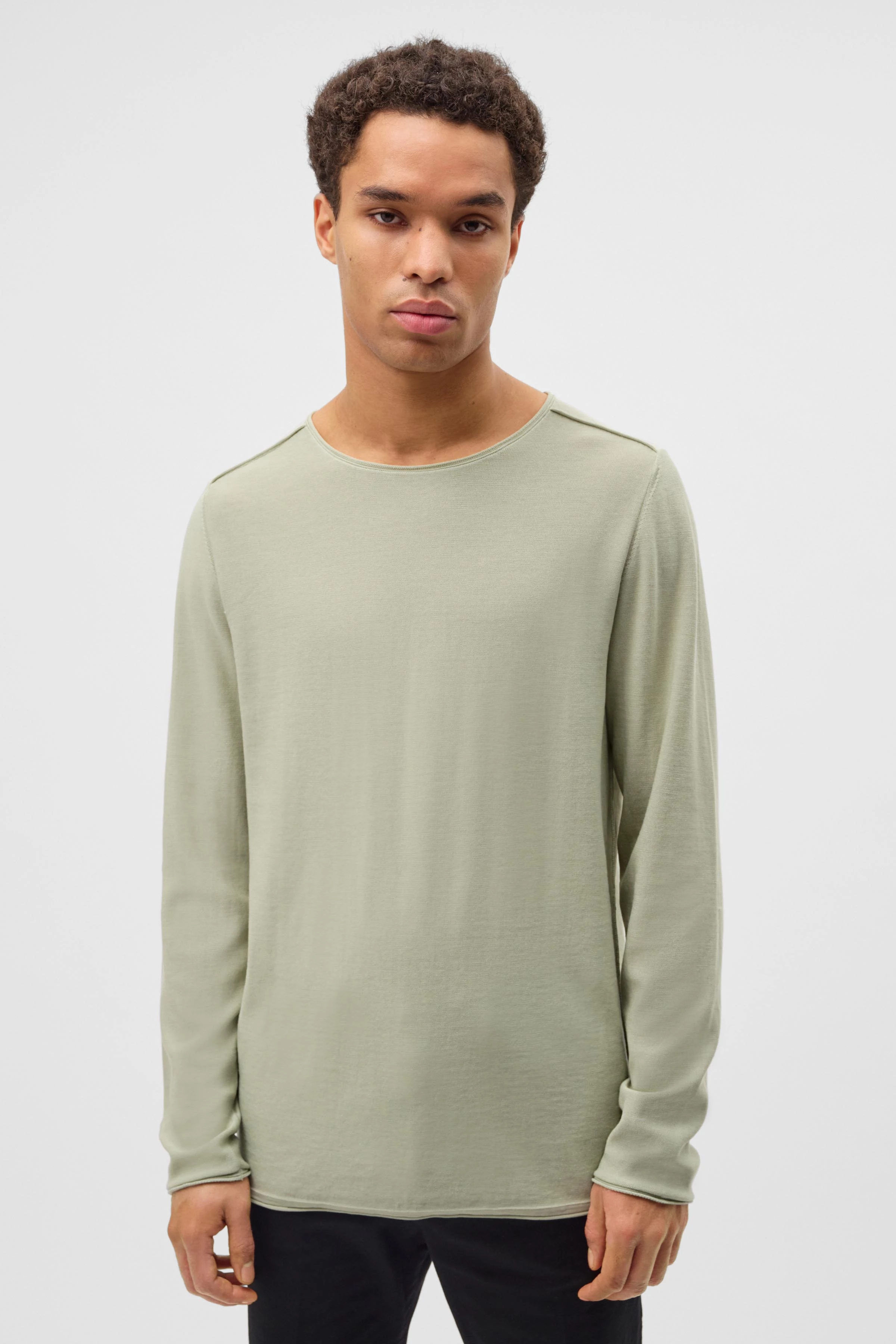 RIK - Pullover mit rollenden Kanten aus reiner Baumwolle - Herren - grün - Frontansicht