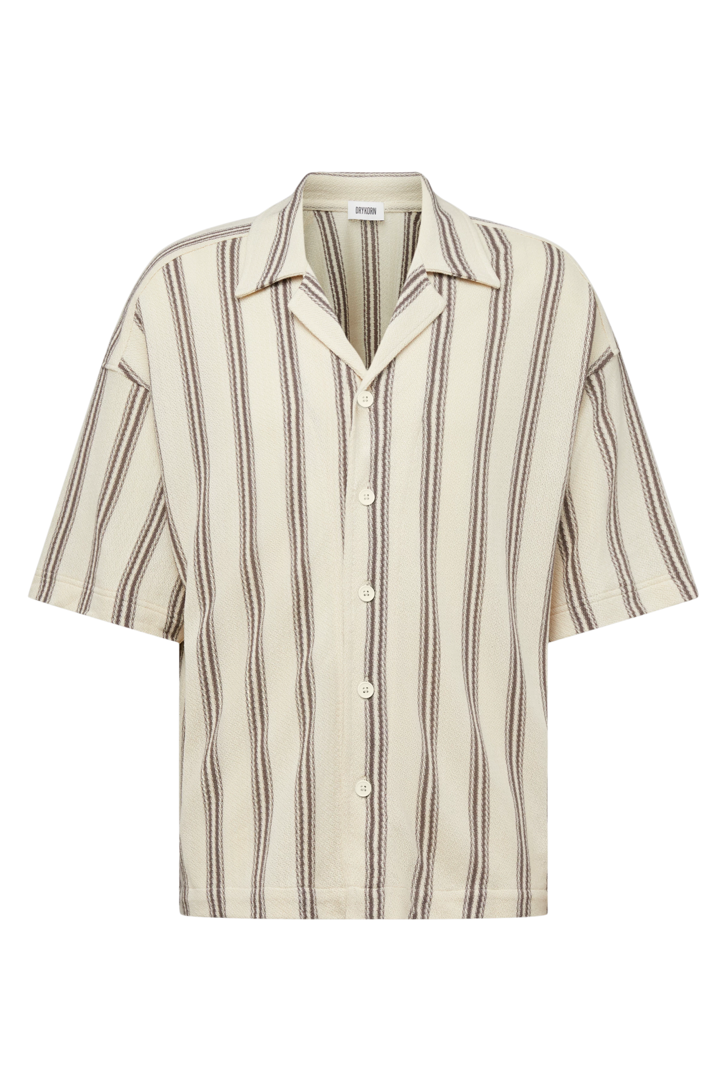 BASIIL - Relaxed jersey, striped, short-sleeve shirt - men - beige - Freisteller Frontansicht