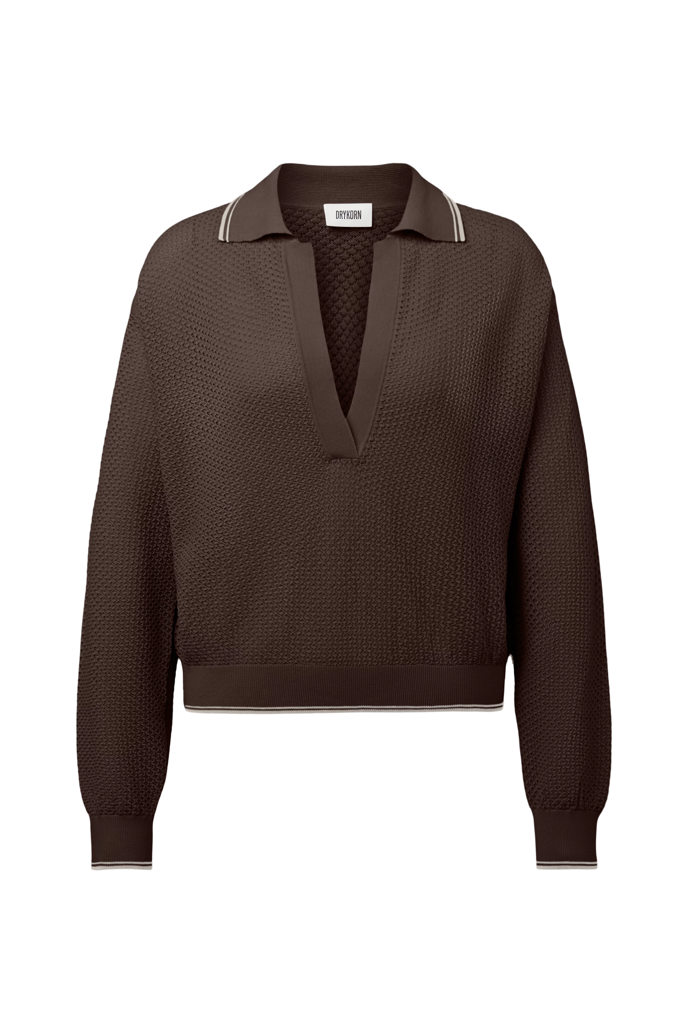 Women knit polo shirt JORGIA in black from DRYKORN