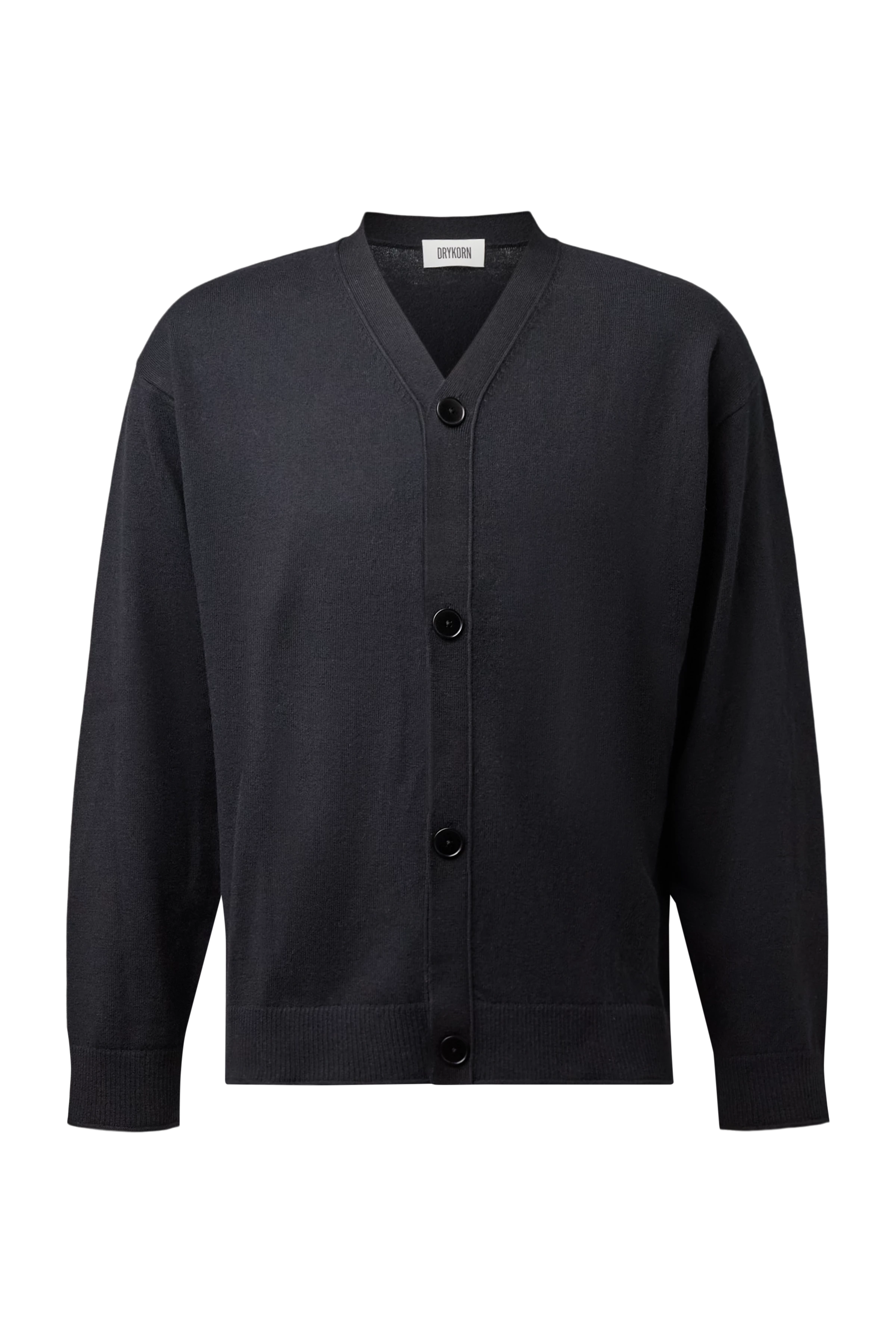 ELUAN - Fine knit cardigan - men - black - Freisteller Frontansicht
