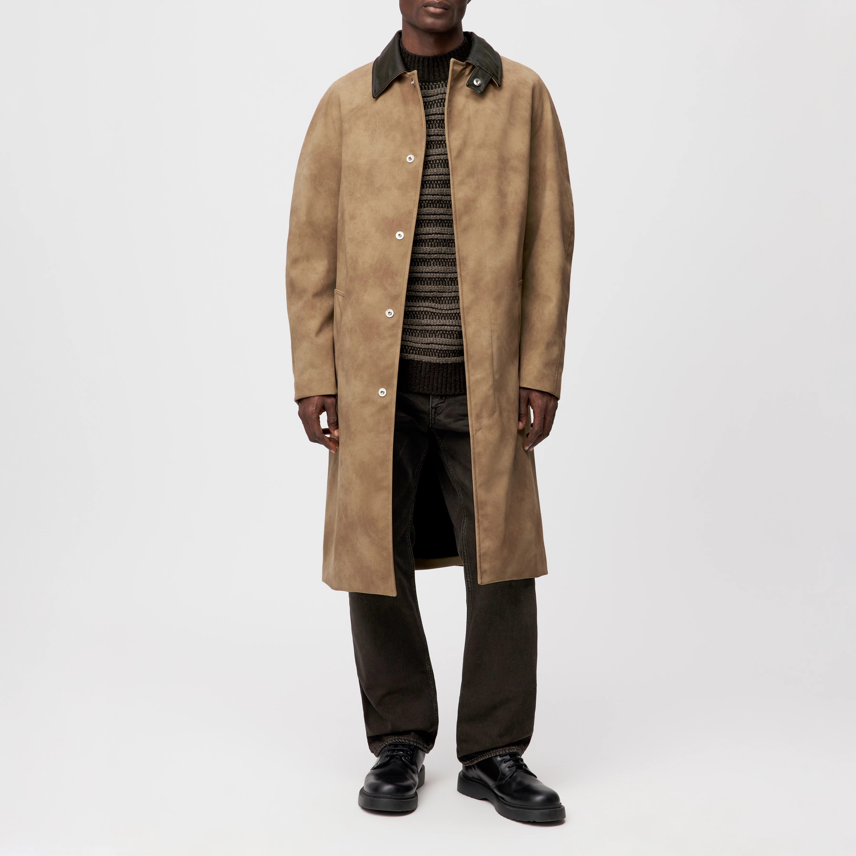 COSMANO_2 - Mantel mit Raglanärmeln in Leder-Look - Herren - braun - Ganzkörper-Frontansicht