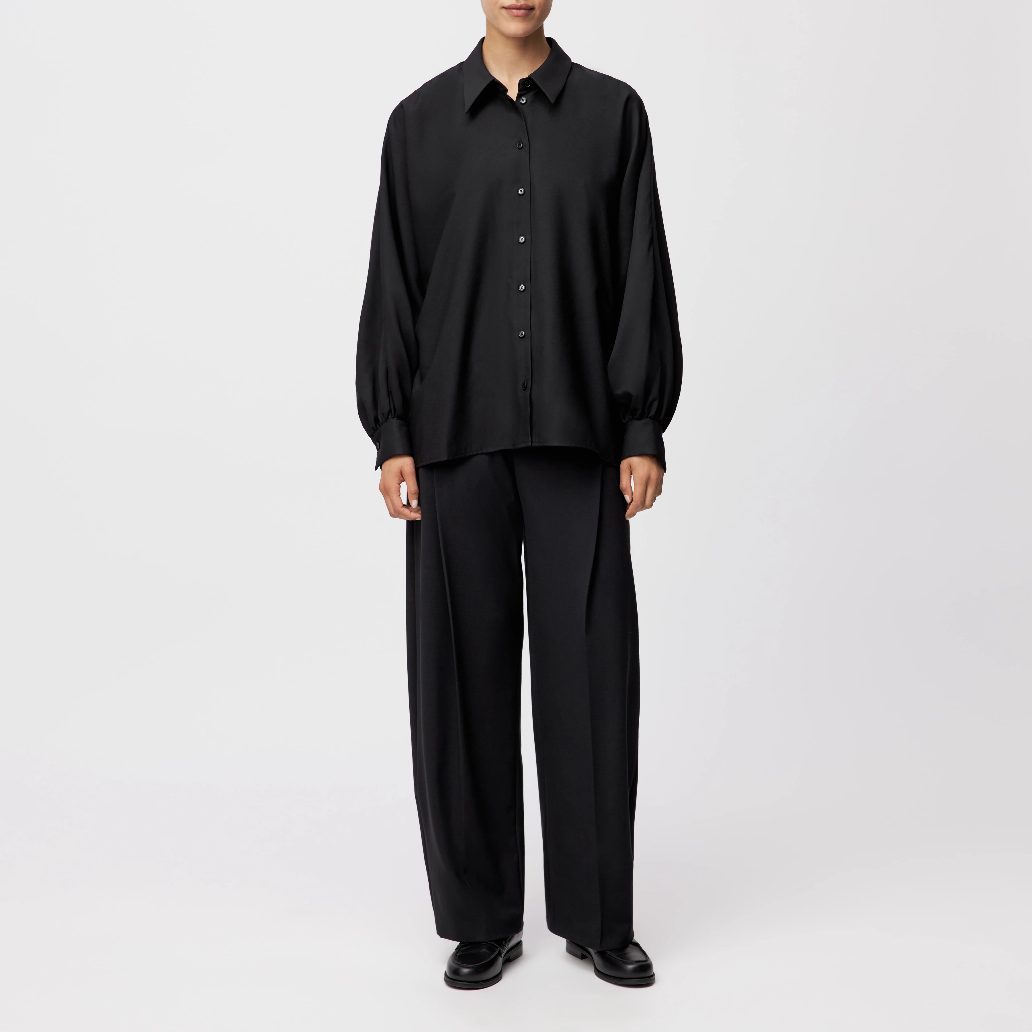 MOYALA - Blouse in viscose blend - women - Natural Aluminium - Ganzkörper-Frontansicht