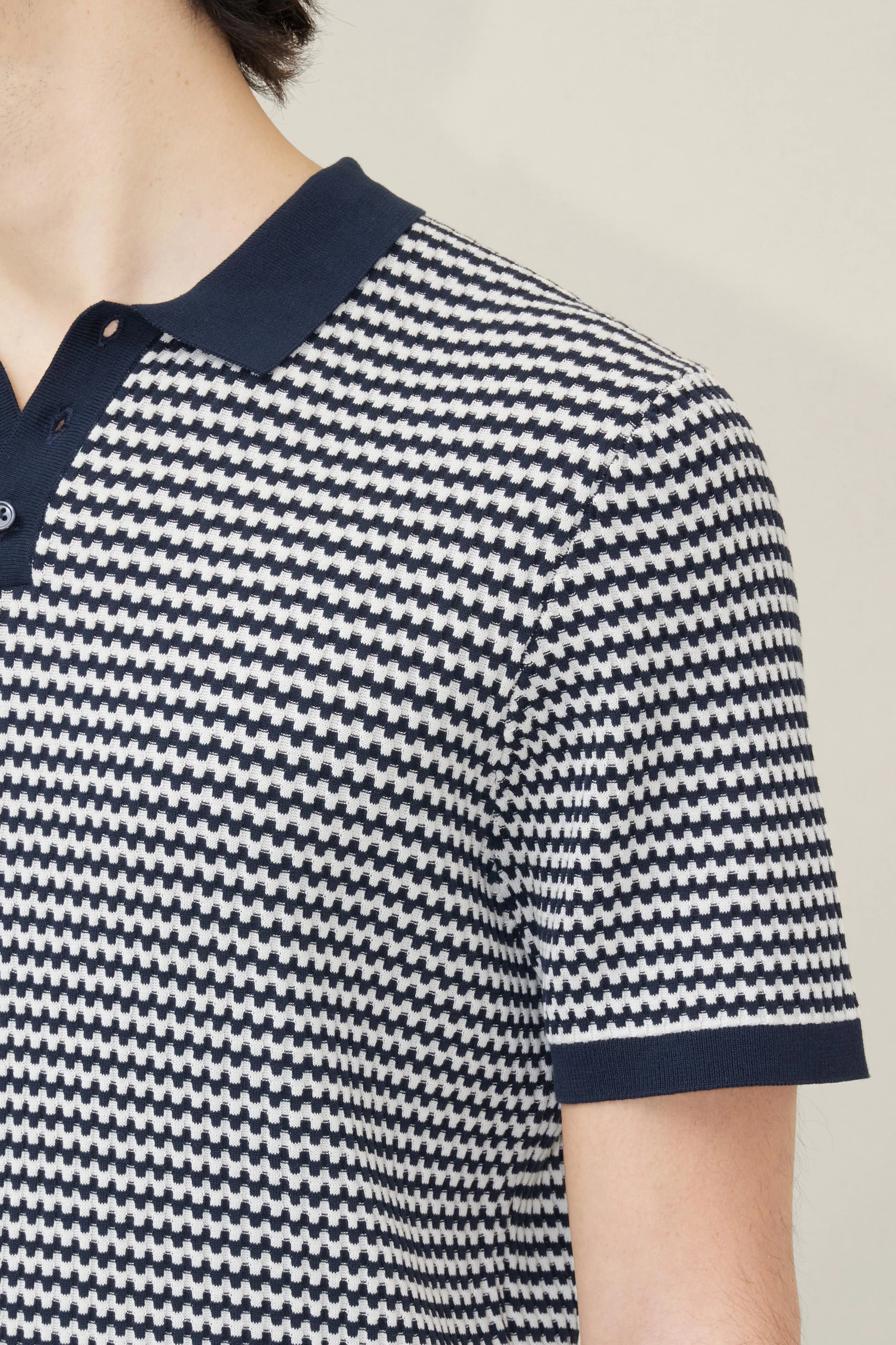 TRITON - Jacquard polo - men - blue - Seitenansicht