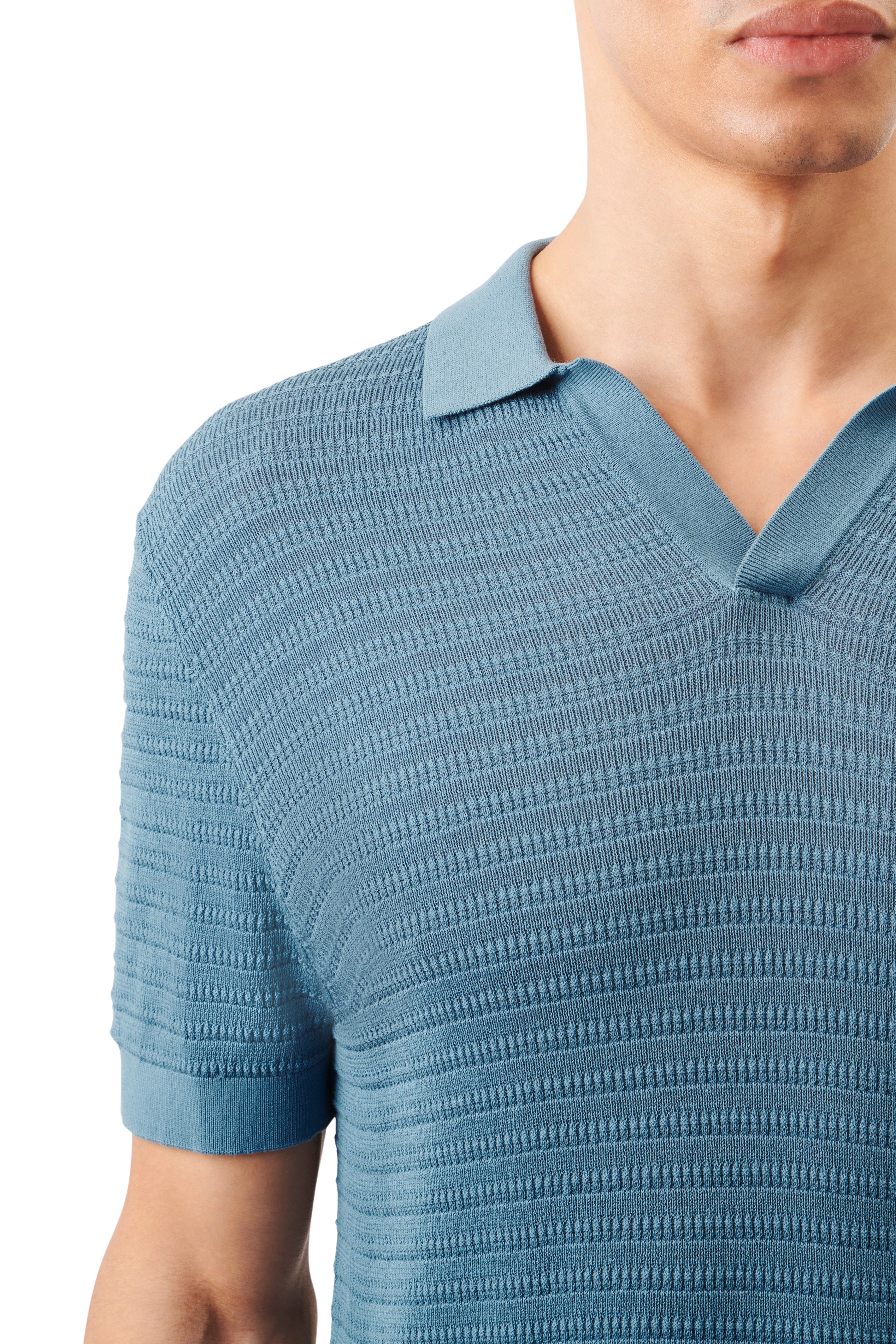 BRAIAN - Strick-Polo in mercerisierter Baumwolle - Herren - blau - Seitenansicht