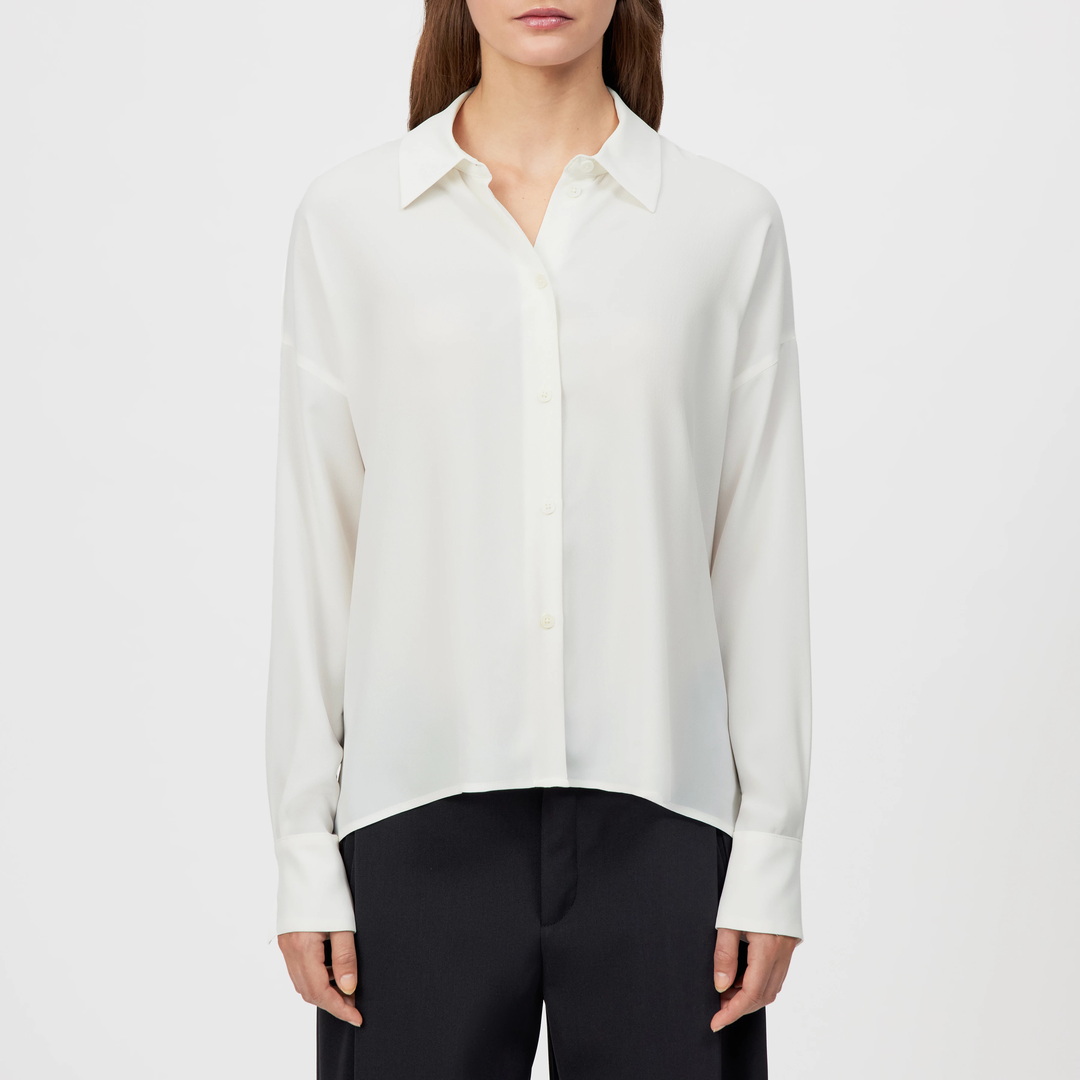 CLOELIA - Klassische Hemdbluse in Seiden-Mix - Damen - off white - Frontansicht