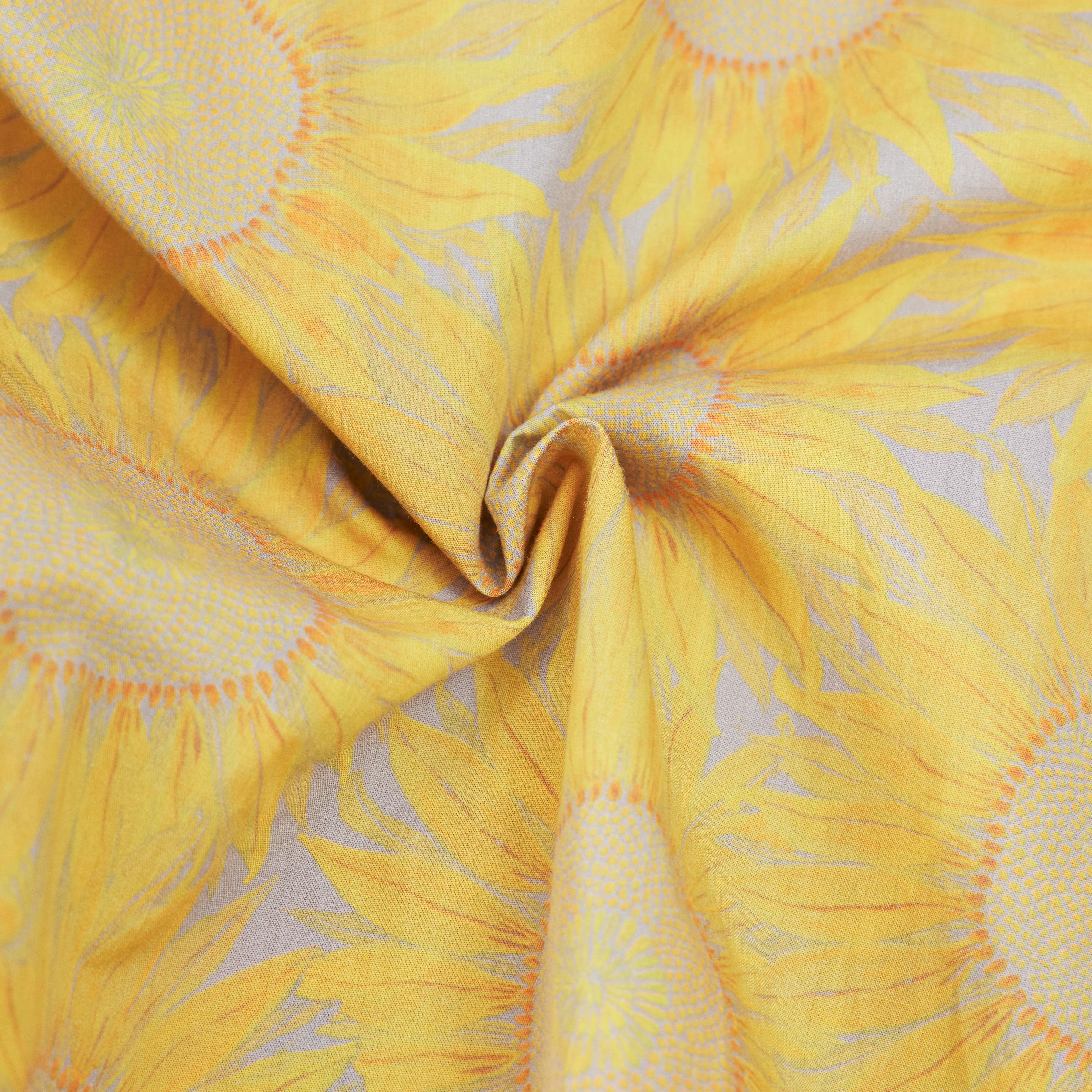 LAINAY - Cropped shirt blouse with sunflower print - women - yellow - Materialbild (B2C)