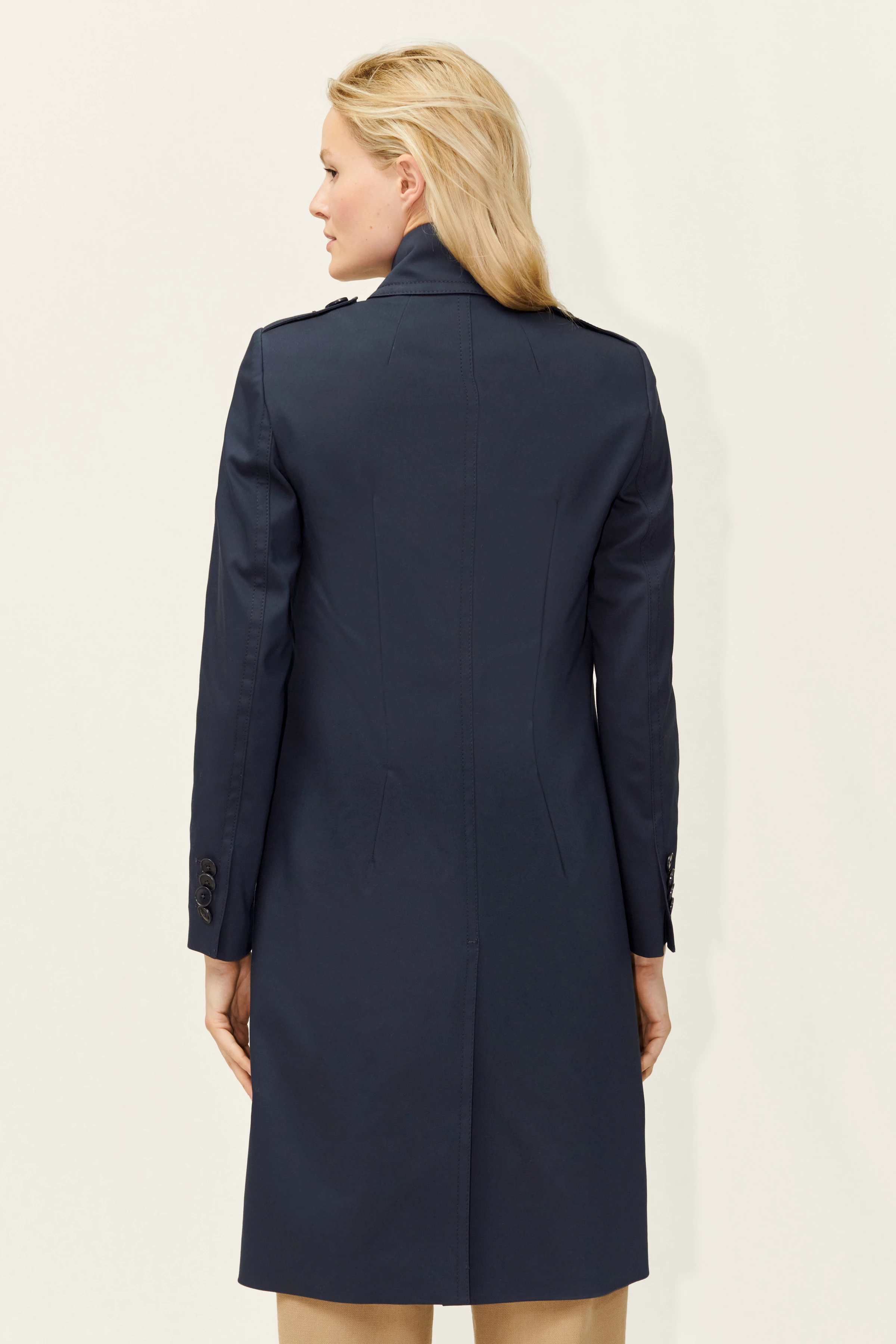 HARLESTON - Uniformmantel in Technostretch-Satin - Damen - blau - Rückansicht