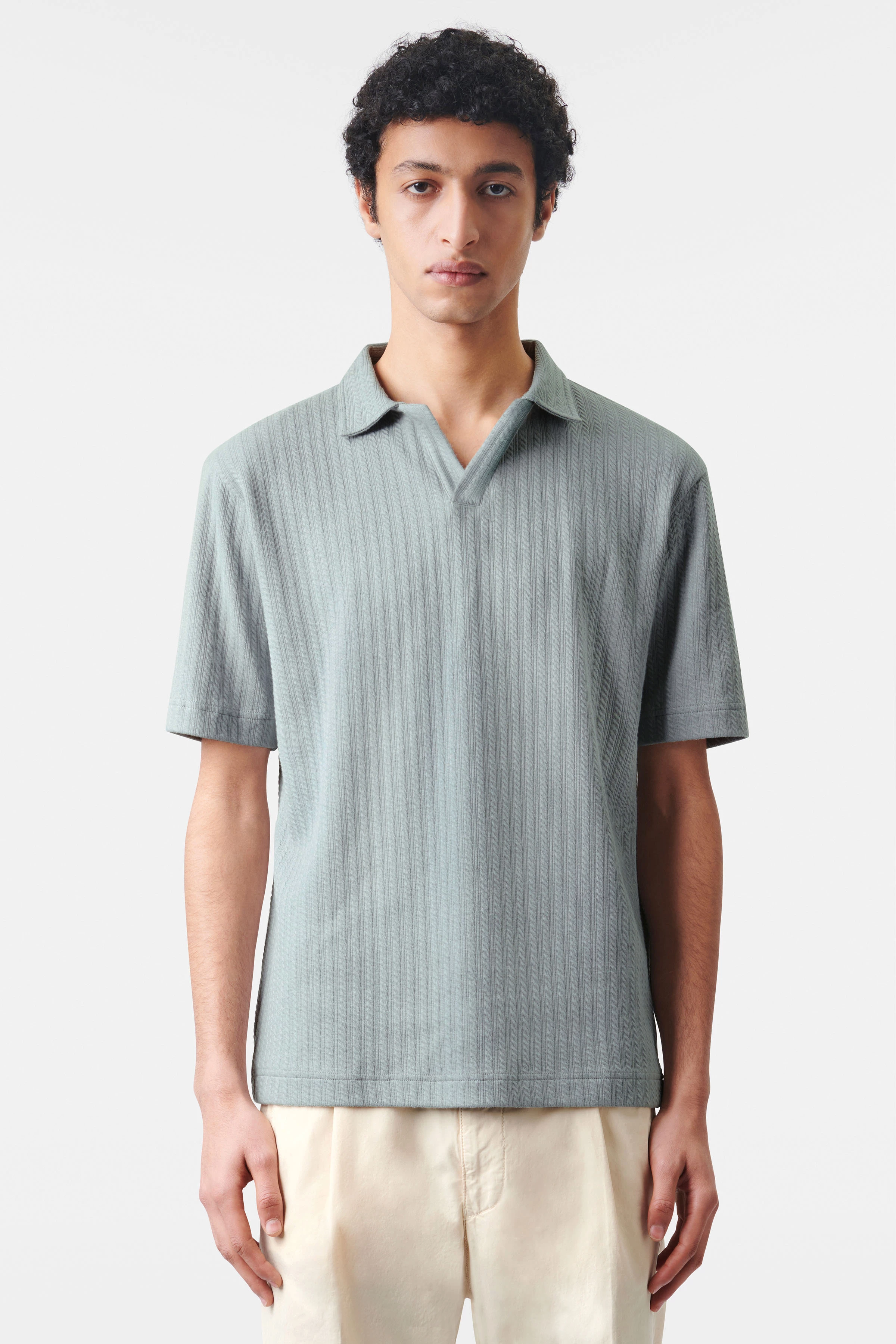 BENEDICKT - regular fit polo van katoenmix - heren - blauw - Frontansicht