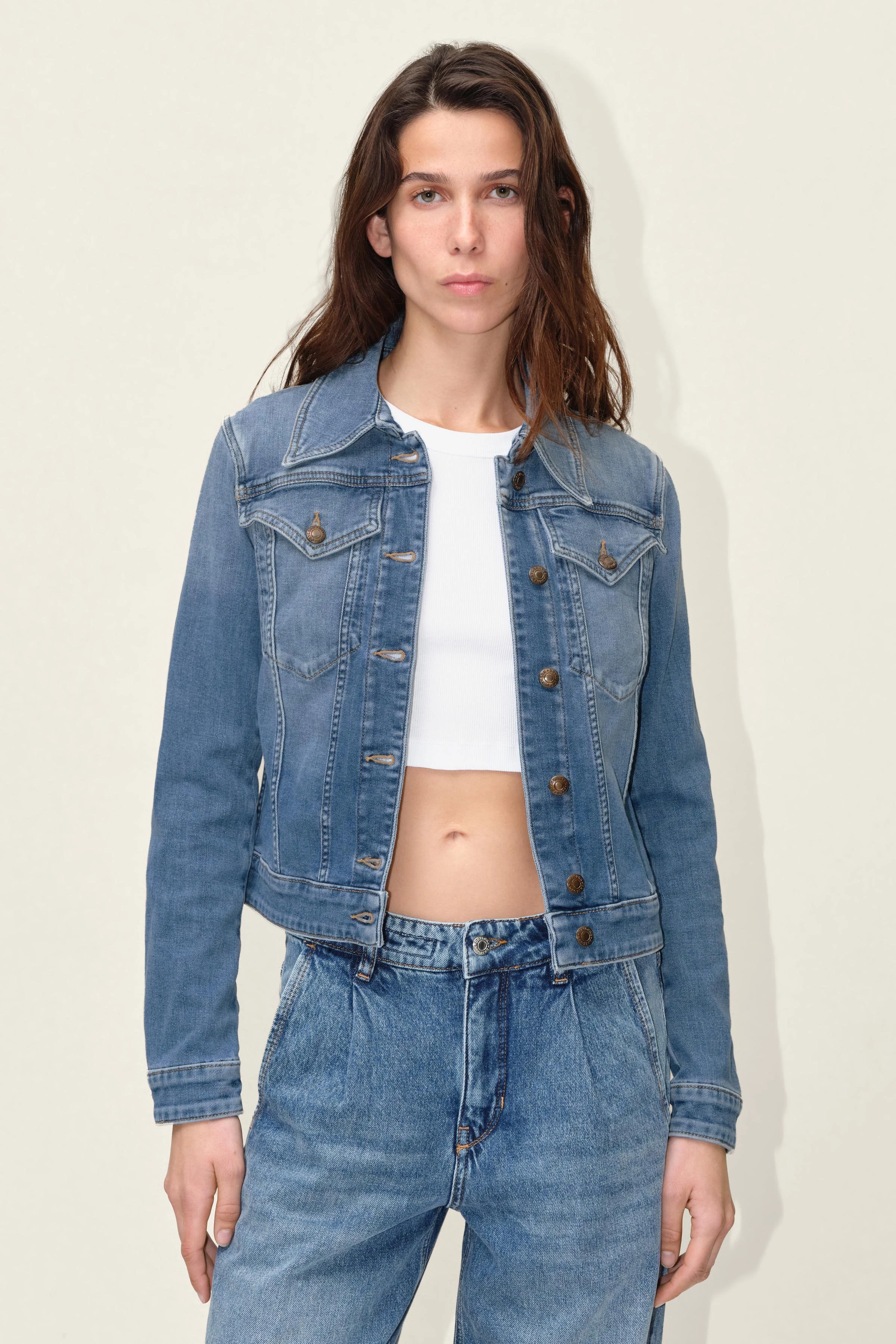 SOMERTON - Vrouwelijk spijkerjack - dames - blauw - Frontansicht